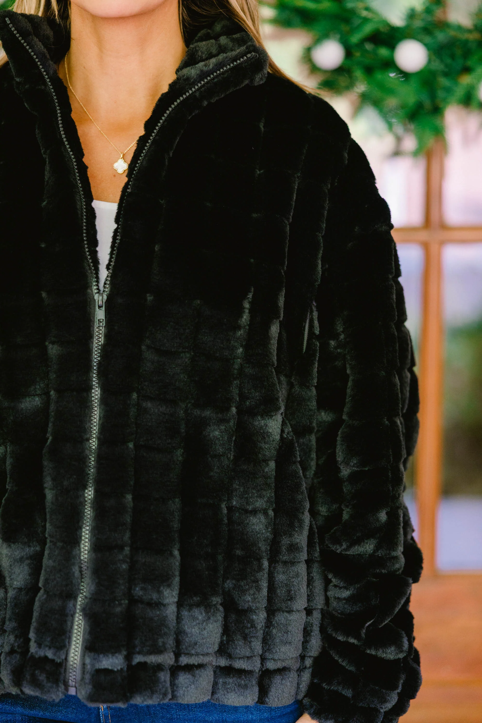 Carmen Faux Fur Jacket, Black - Giverhouse