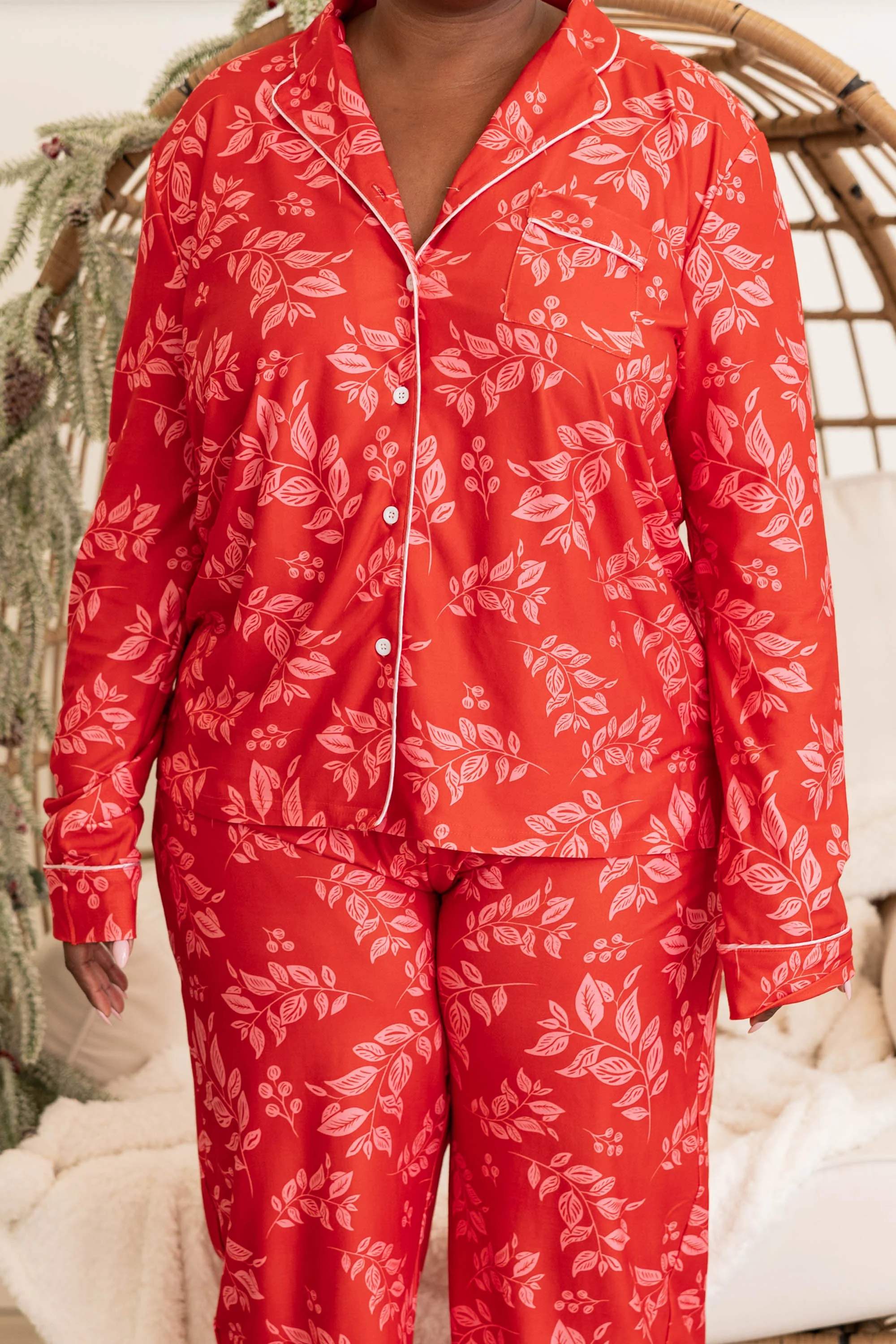 Holiday Happy Long Sleeve Pajama Top, Red - Giverhouse