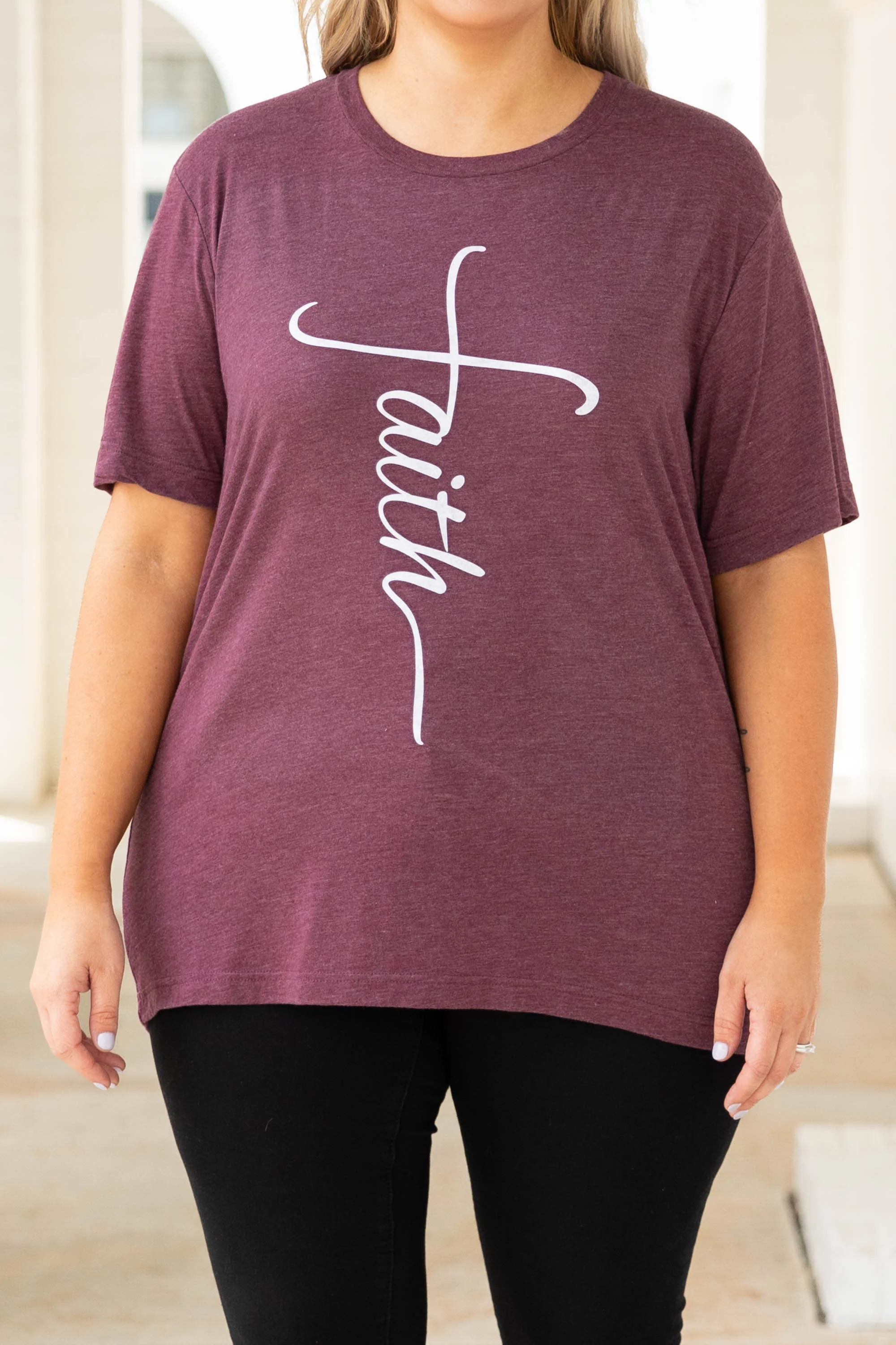 With Faith Tee, Maroon Triblend - Giverhouse