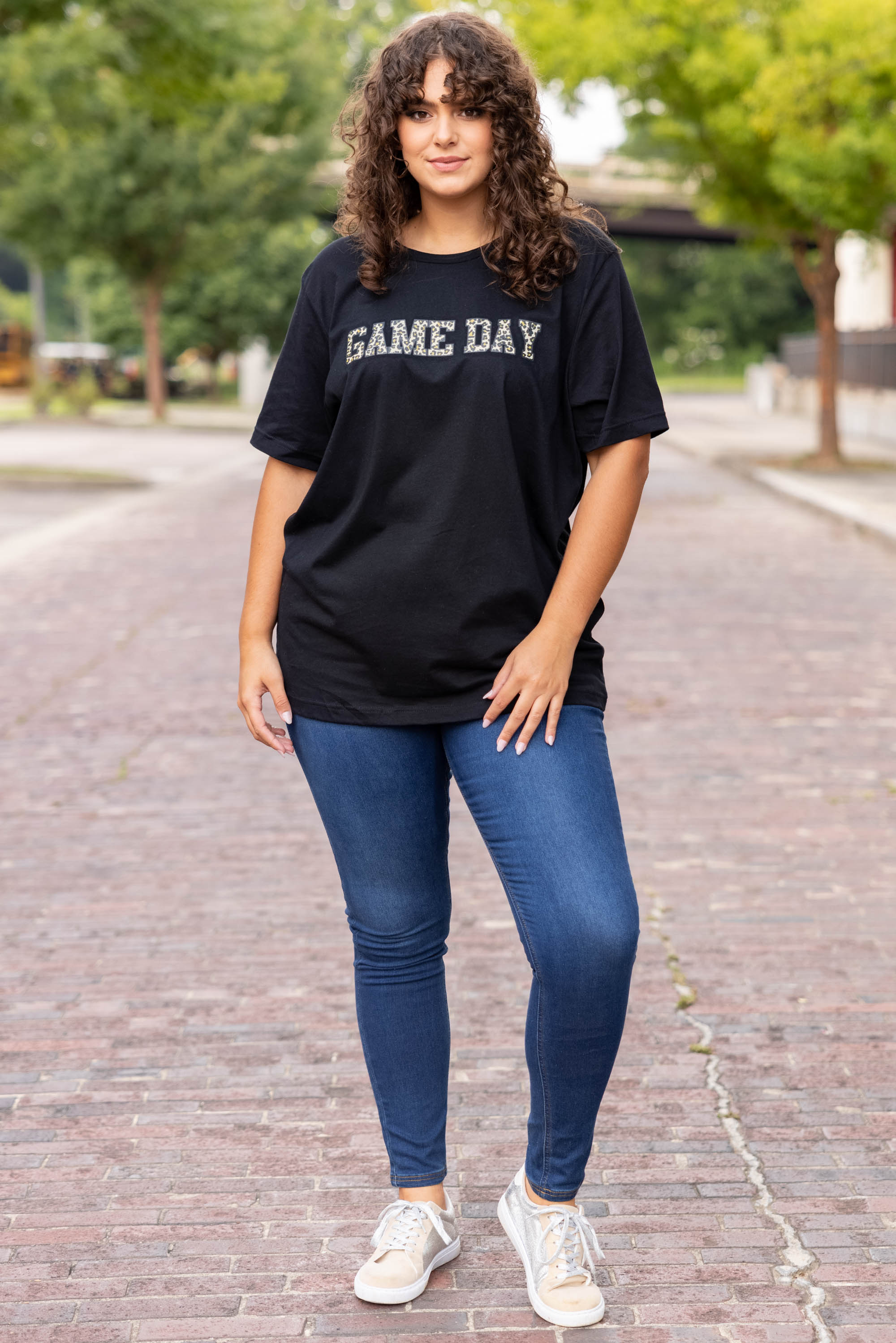 Game Day Leopard Tee, Black - Giverhouse