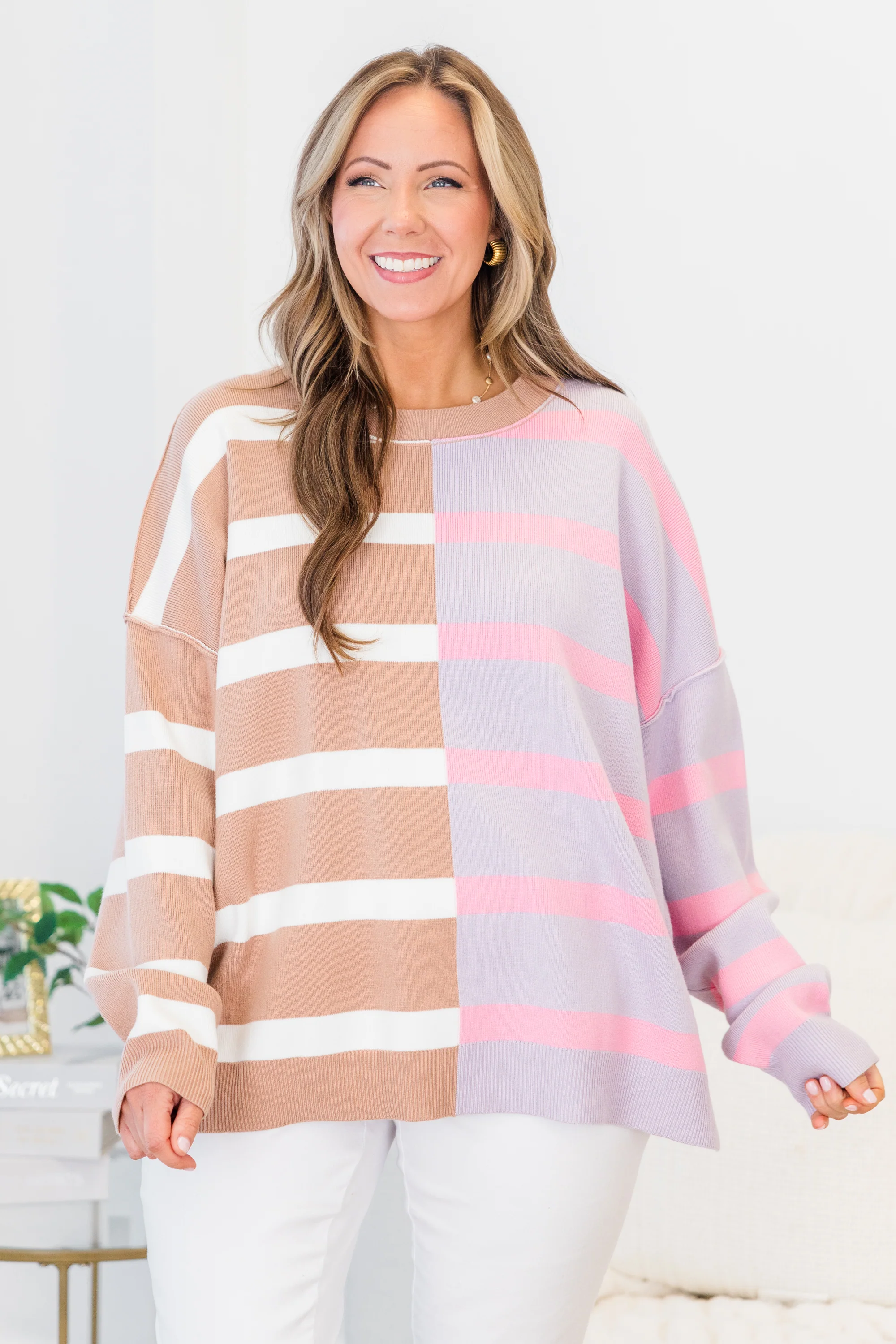 Bold Stripes Sweater, Brown-Grey - Giverhouse