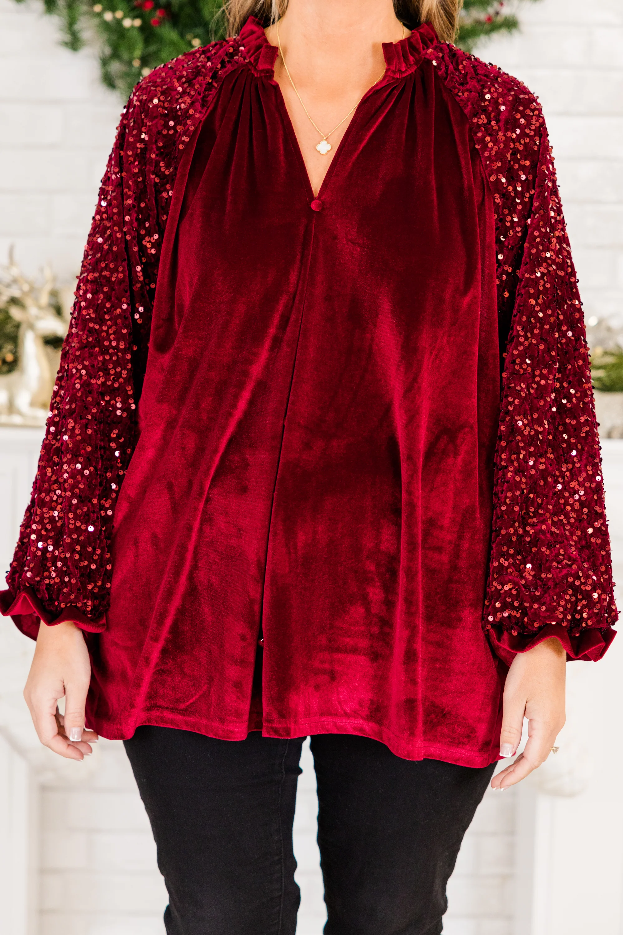 Nothing Even Matters Blouse, Burgundy - Giverhouse