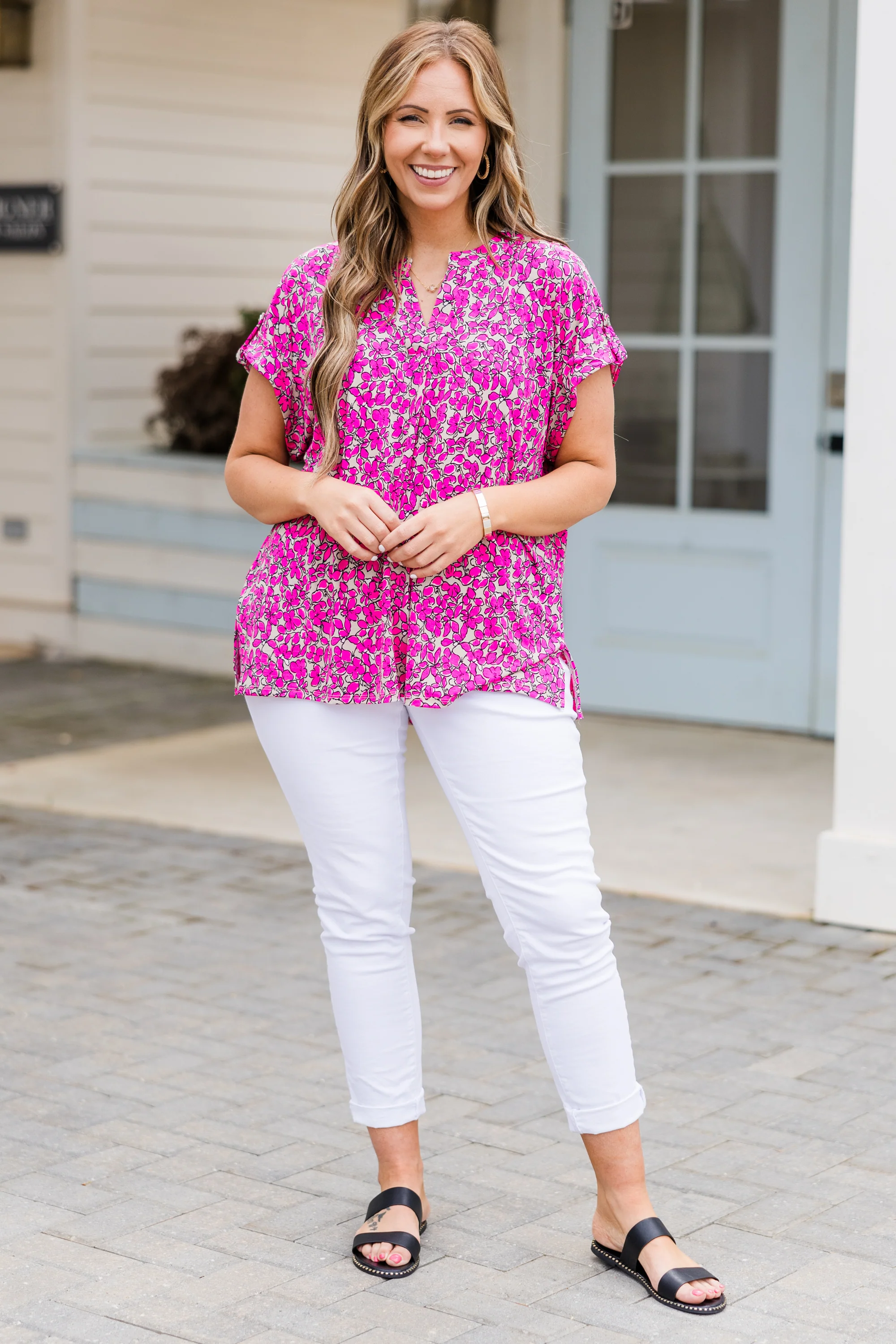 Signs Of Spring Top, Oyster - Giverhouse