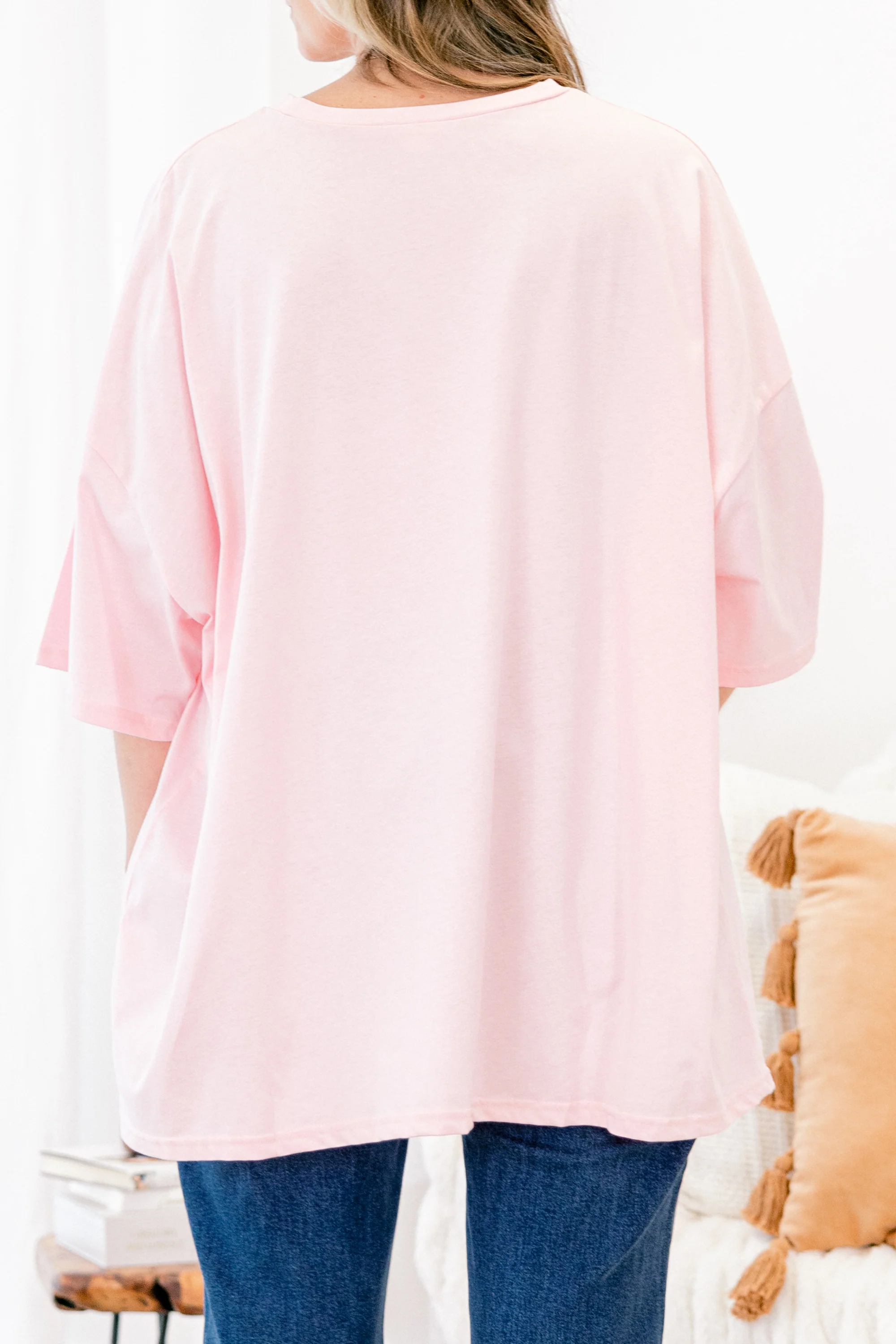 Just a Basic Girl Boyfriend Tee, Dusty Pink - Giverhouse