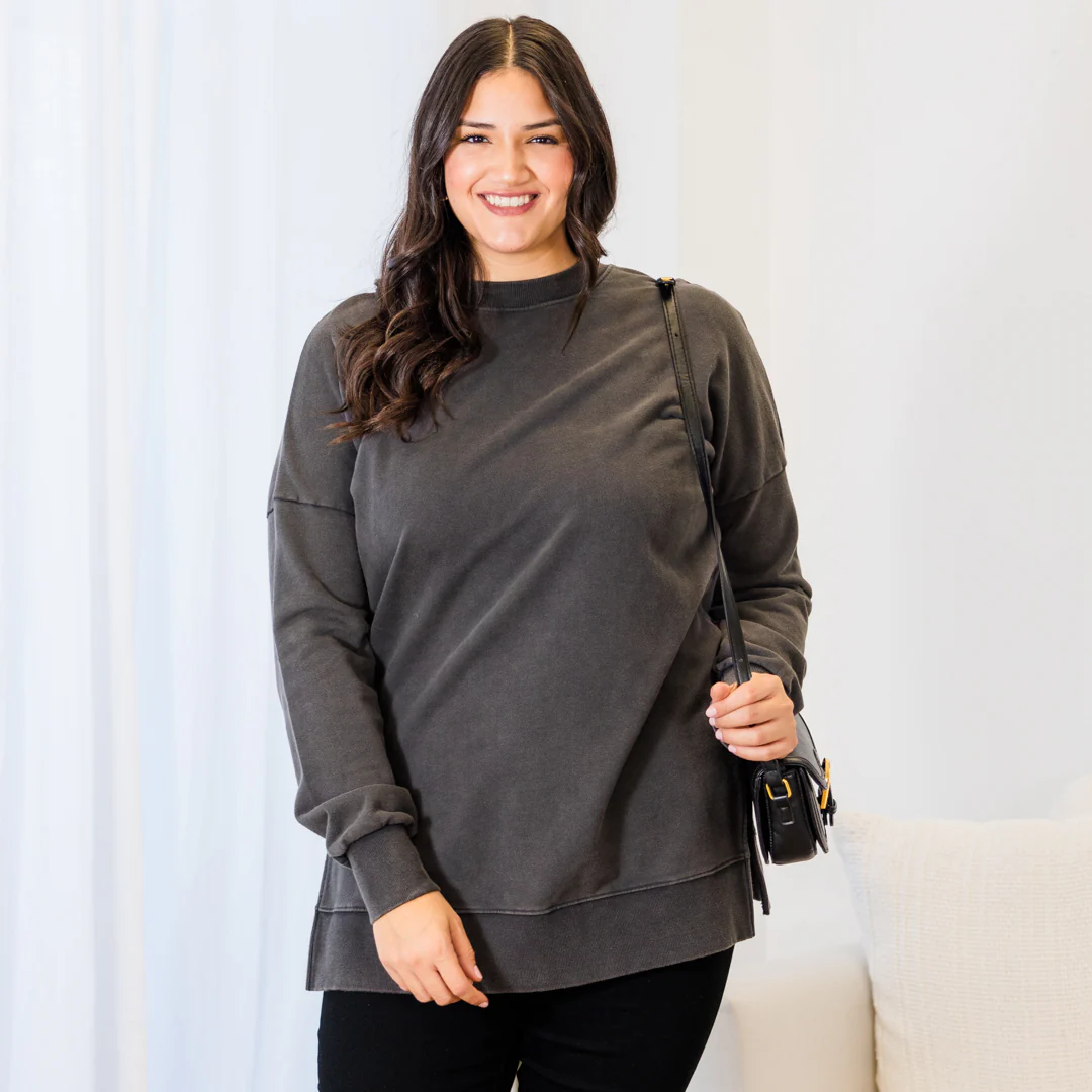 Girl I've Always Been Top, Black Acid Wash - Giverhouse