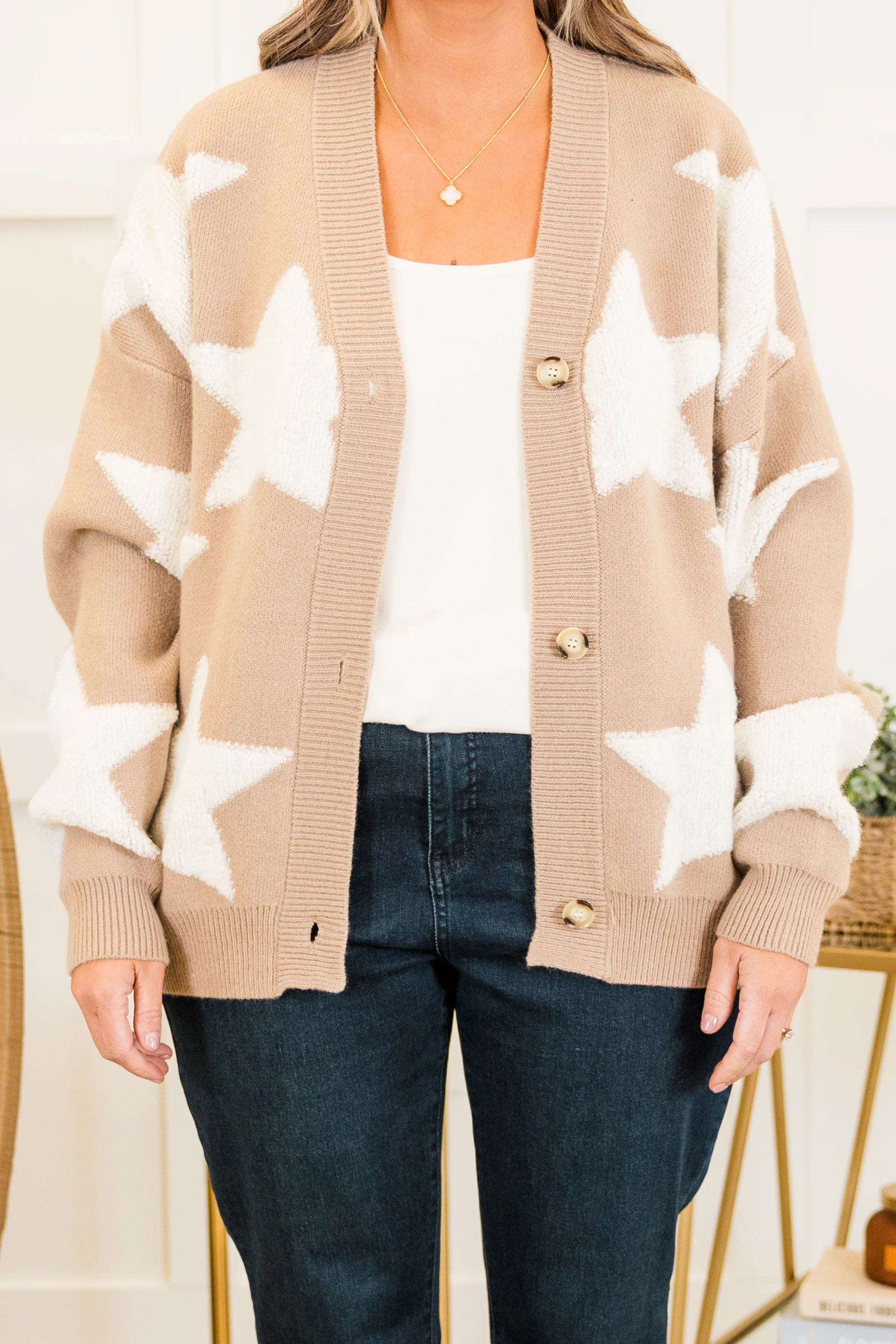 Beautiful Eyes Cardigan, Taupe - Giverhouse