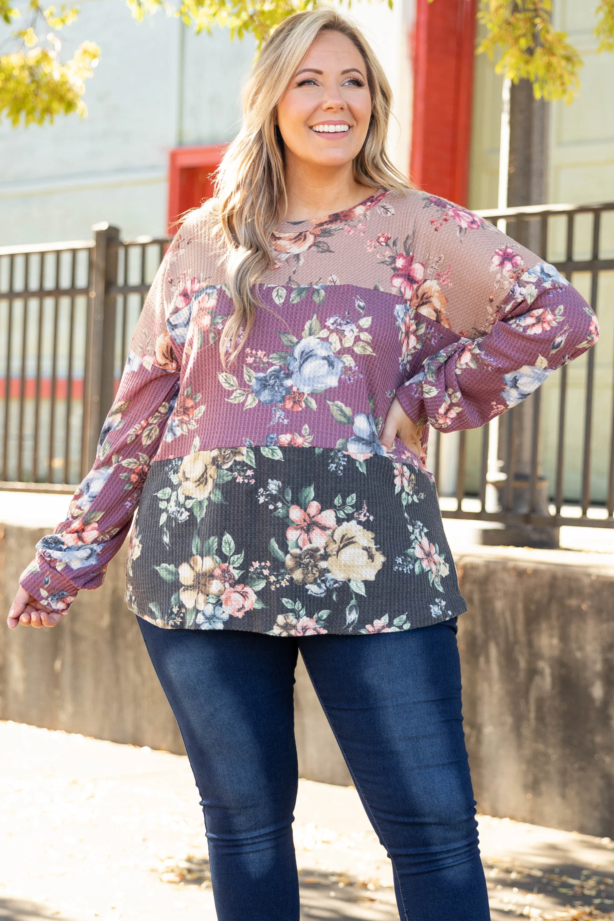 Falling Petals Top, Taupe - Giverhouse