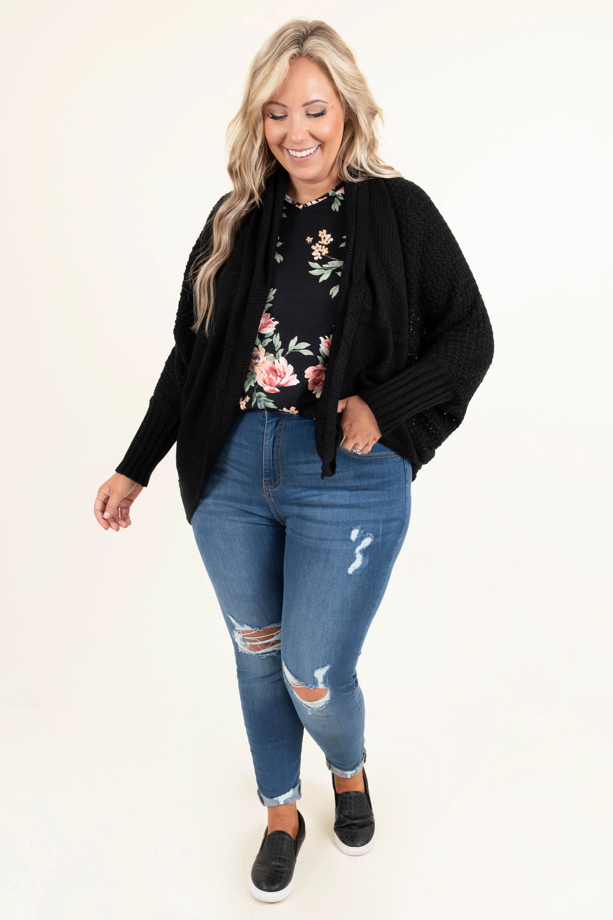 Open Minded Cardigan, Black - Giverhouse