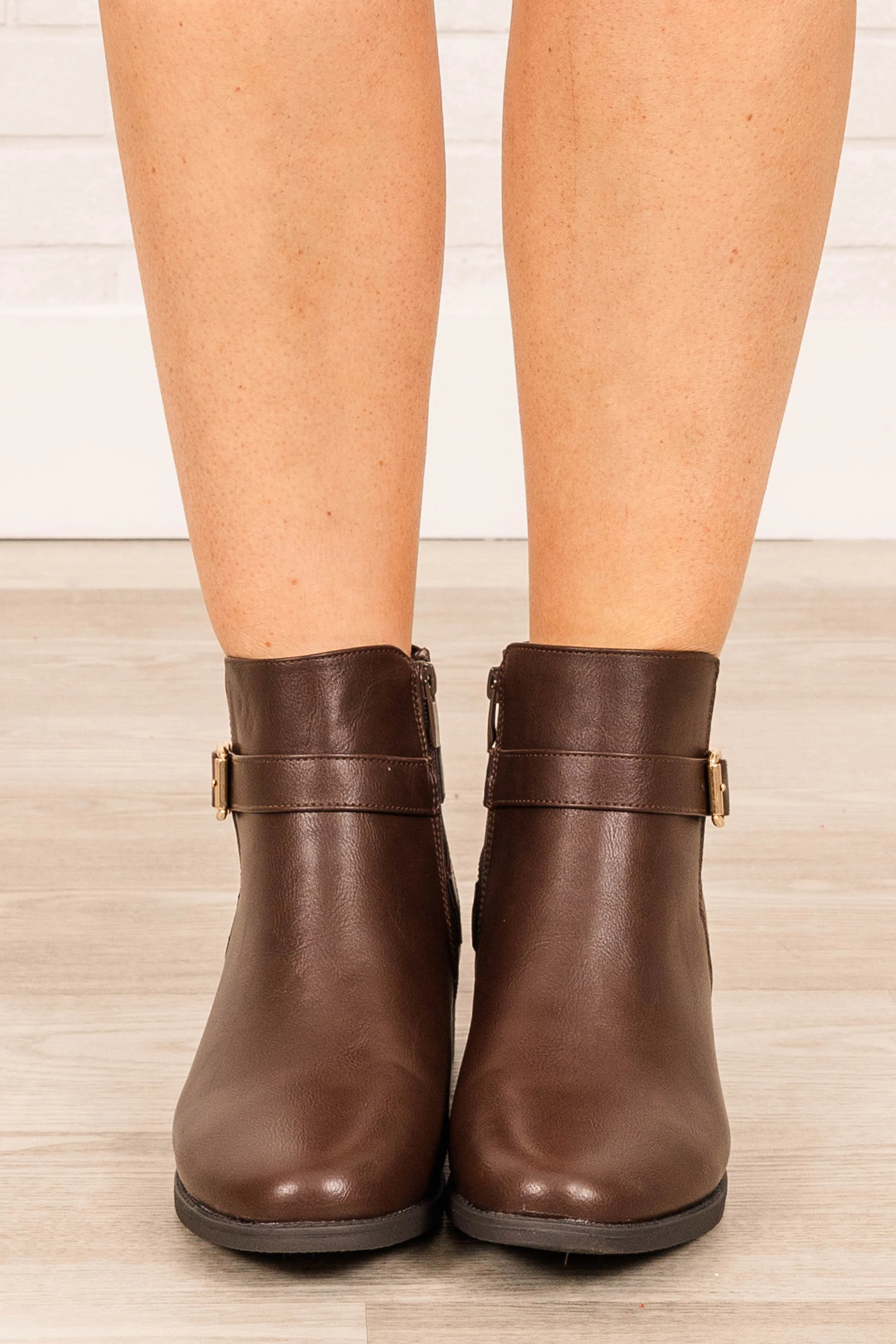 Buckle Down Booties, Brown - Giverhouse