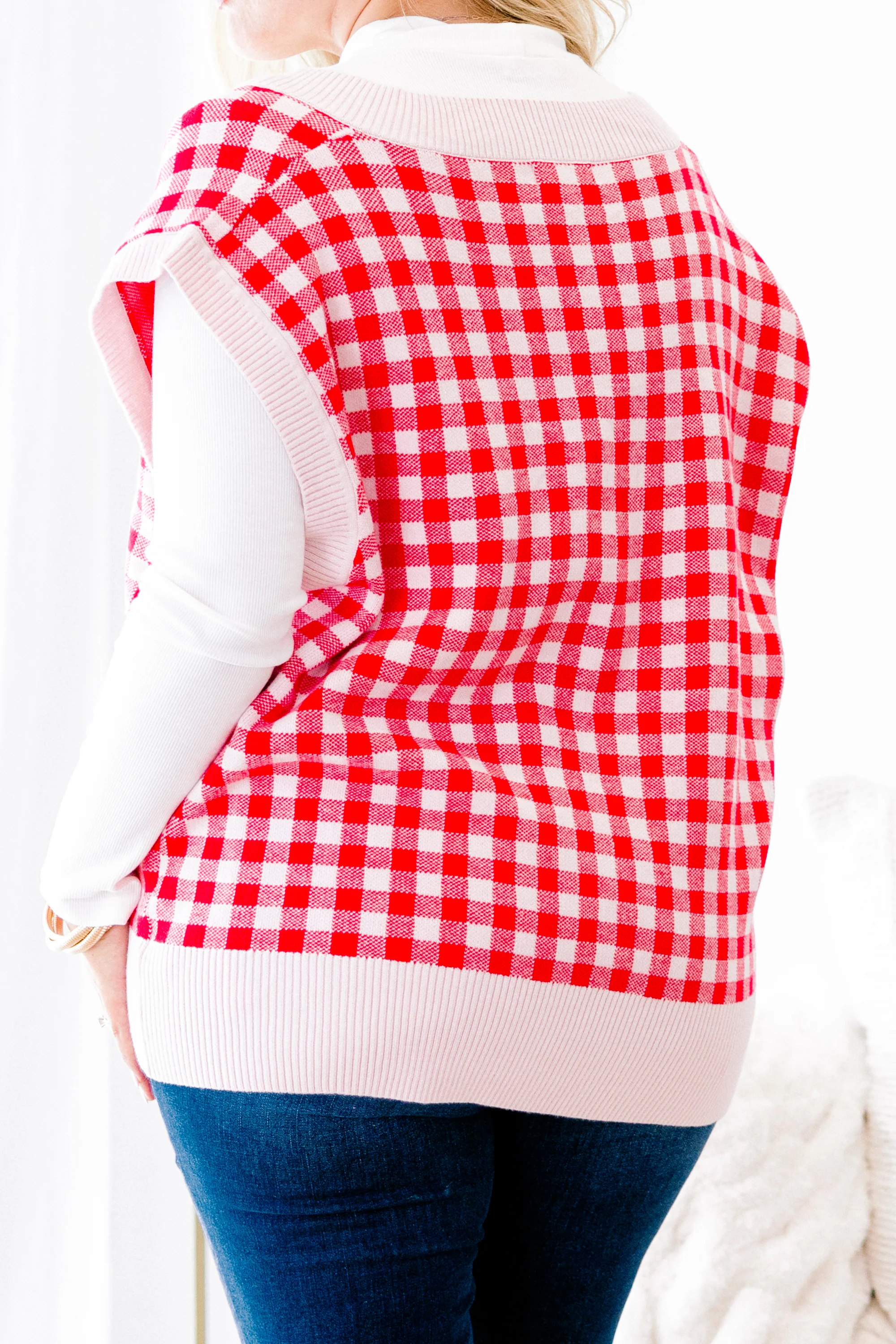 Thinking Of Fall Sweater Vest, Red - Giverhouse