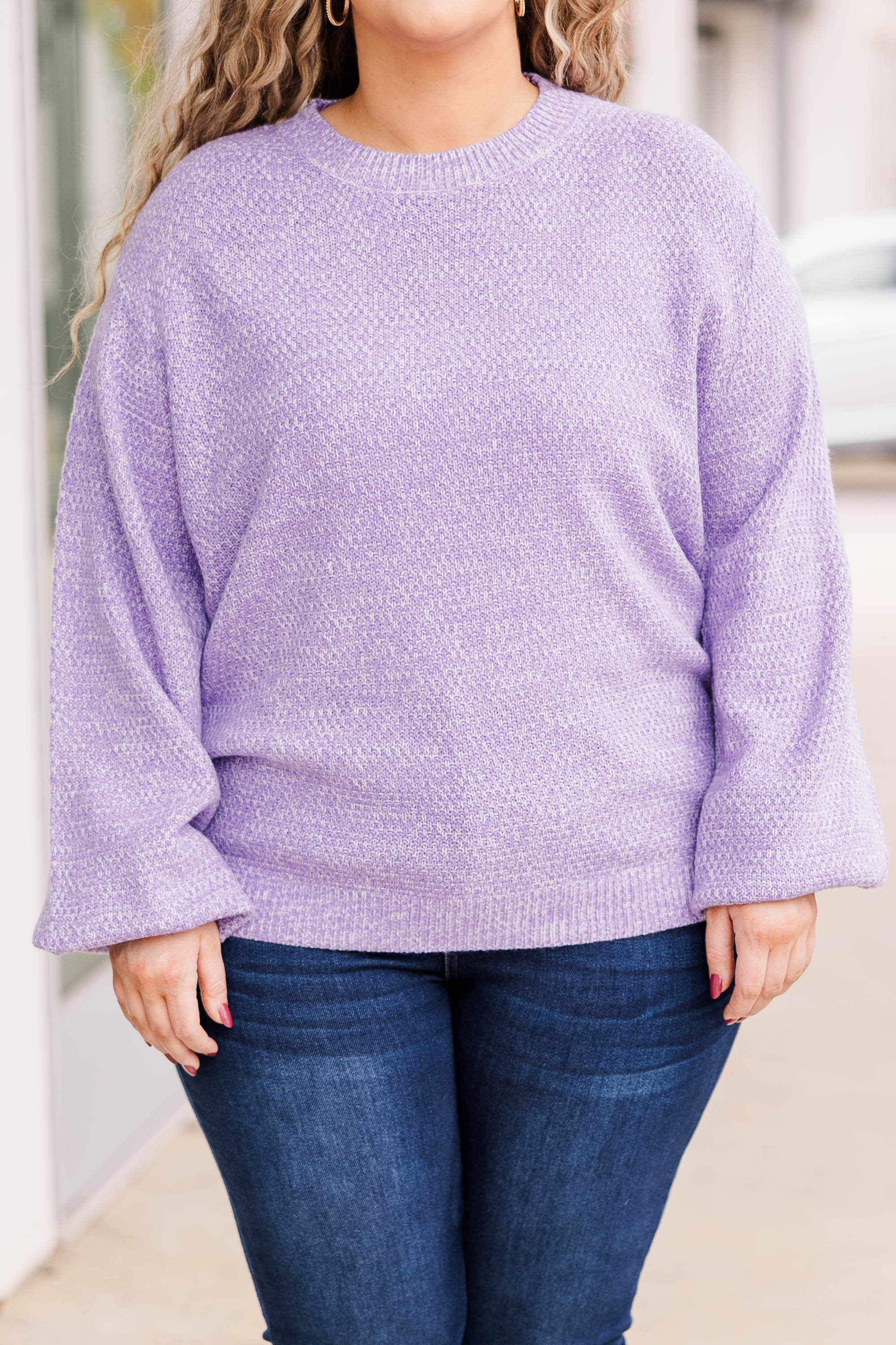 Cozy Bubble Sleeve Sweater, Lavender - Giverhouse