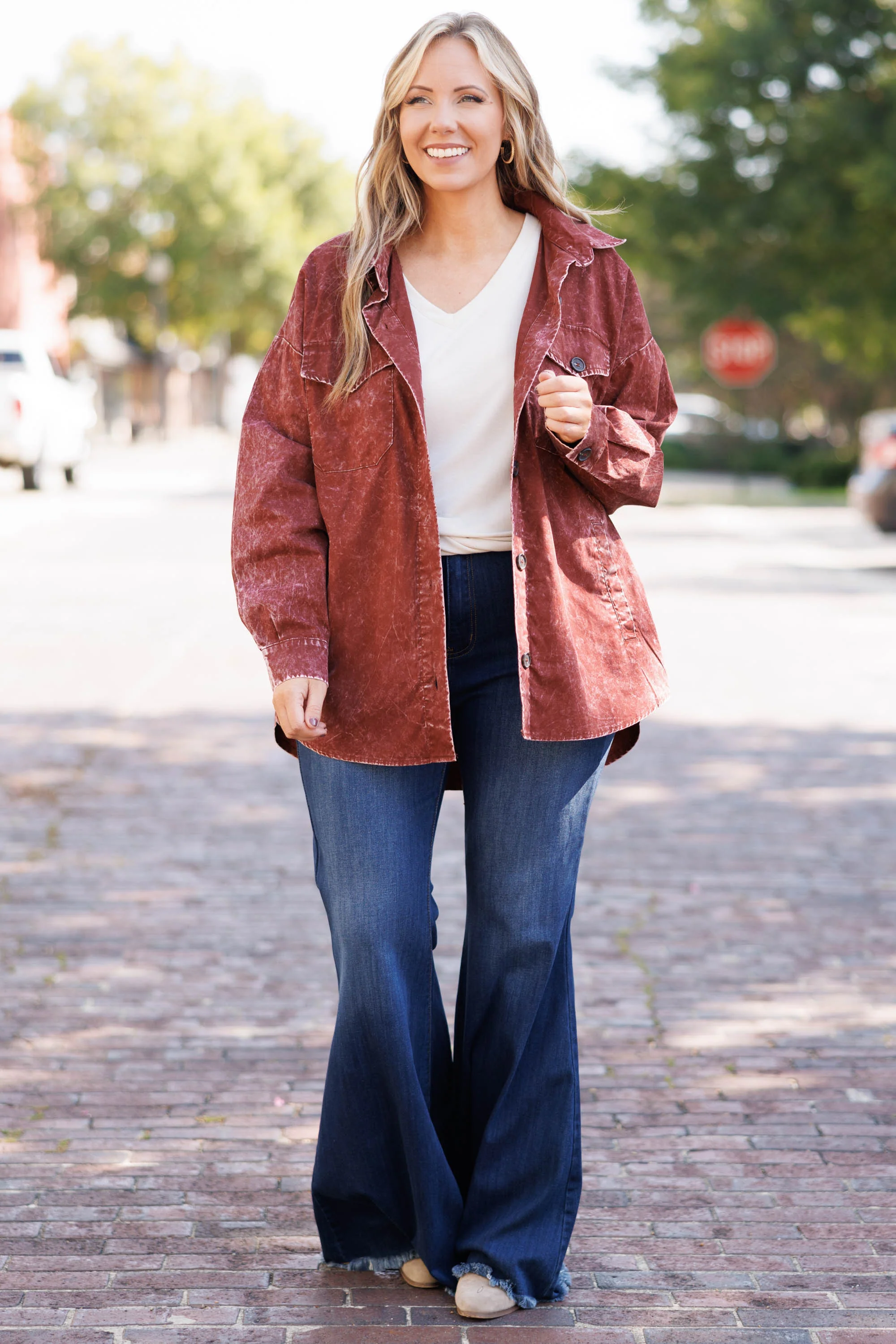 Feisty and Fun Shacket, Dark Rust - Giverhouse