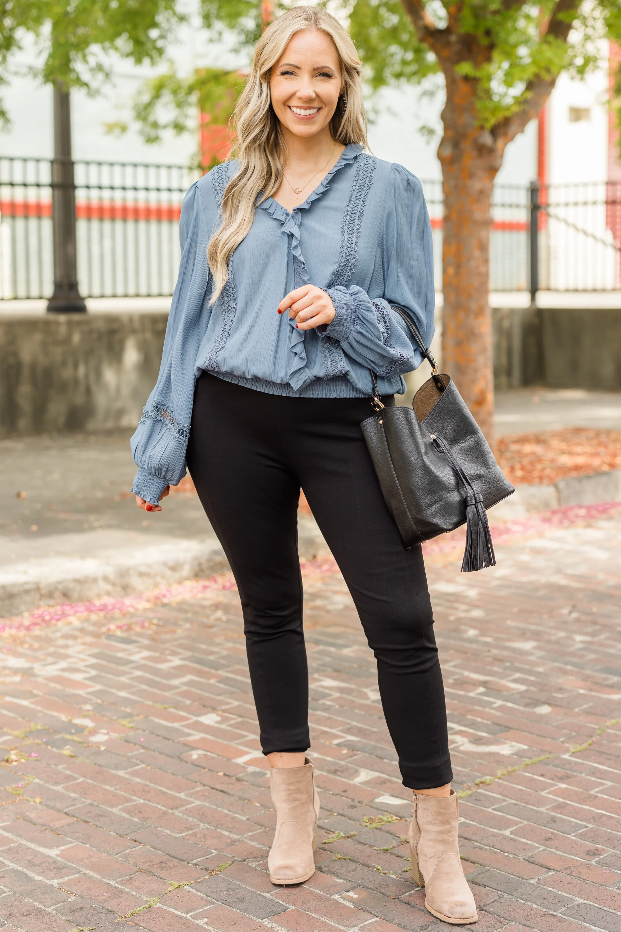 Have Gratitude Top, Denim Blue - Giverhouse