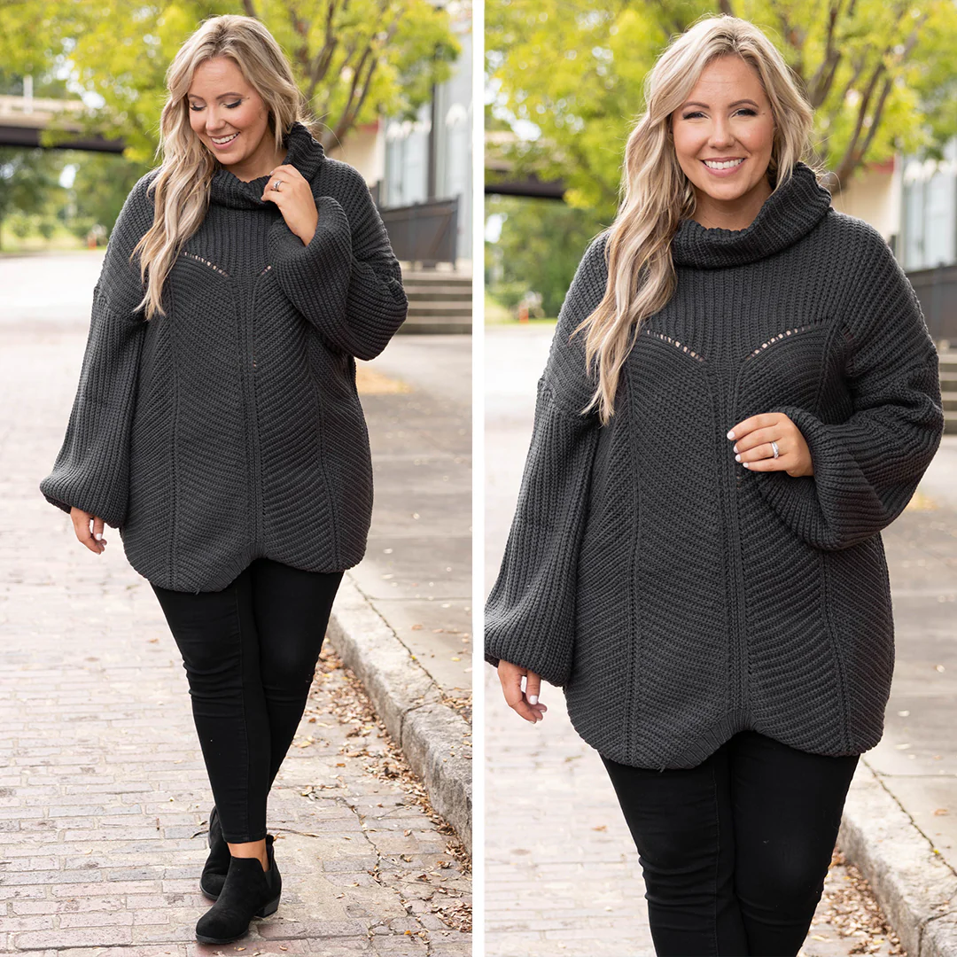 On Top Of It Sweater, Charcoal - Giverhouse