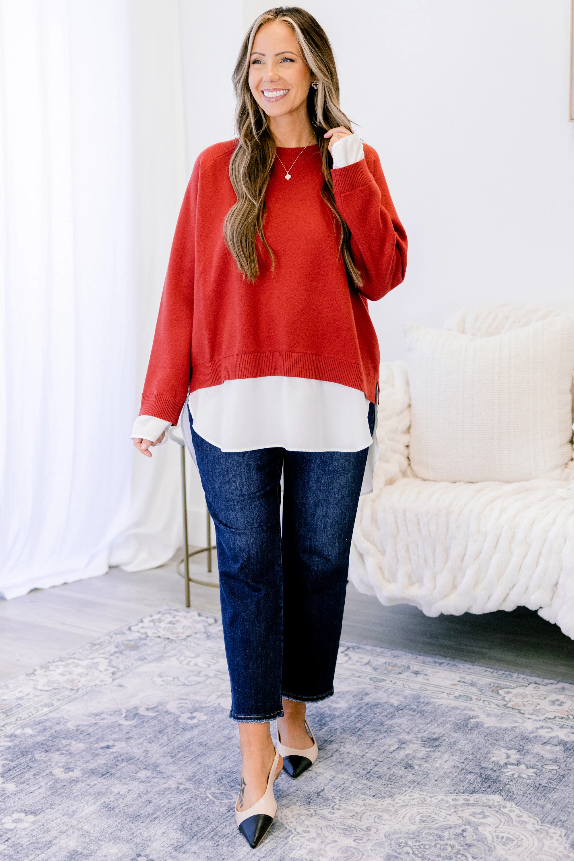 My Ideal Type Sweater, Red - Giverhouse