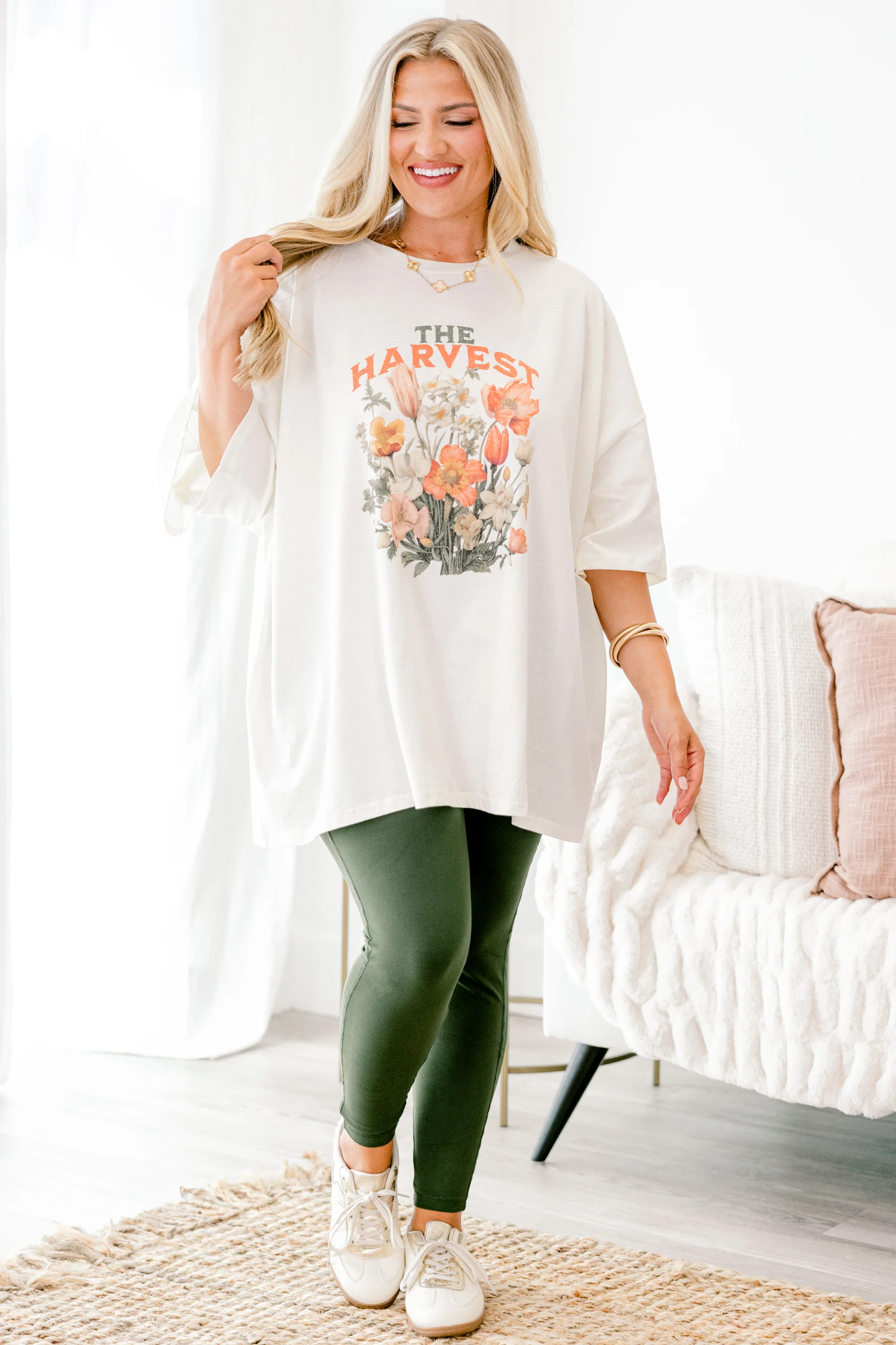 Harvest Season Boyfriend Tee, Ivory - Giverhouse