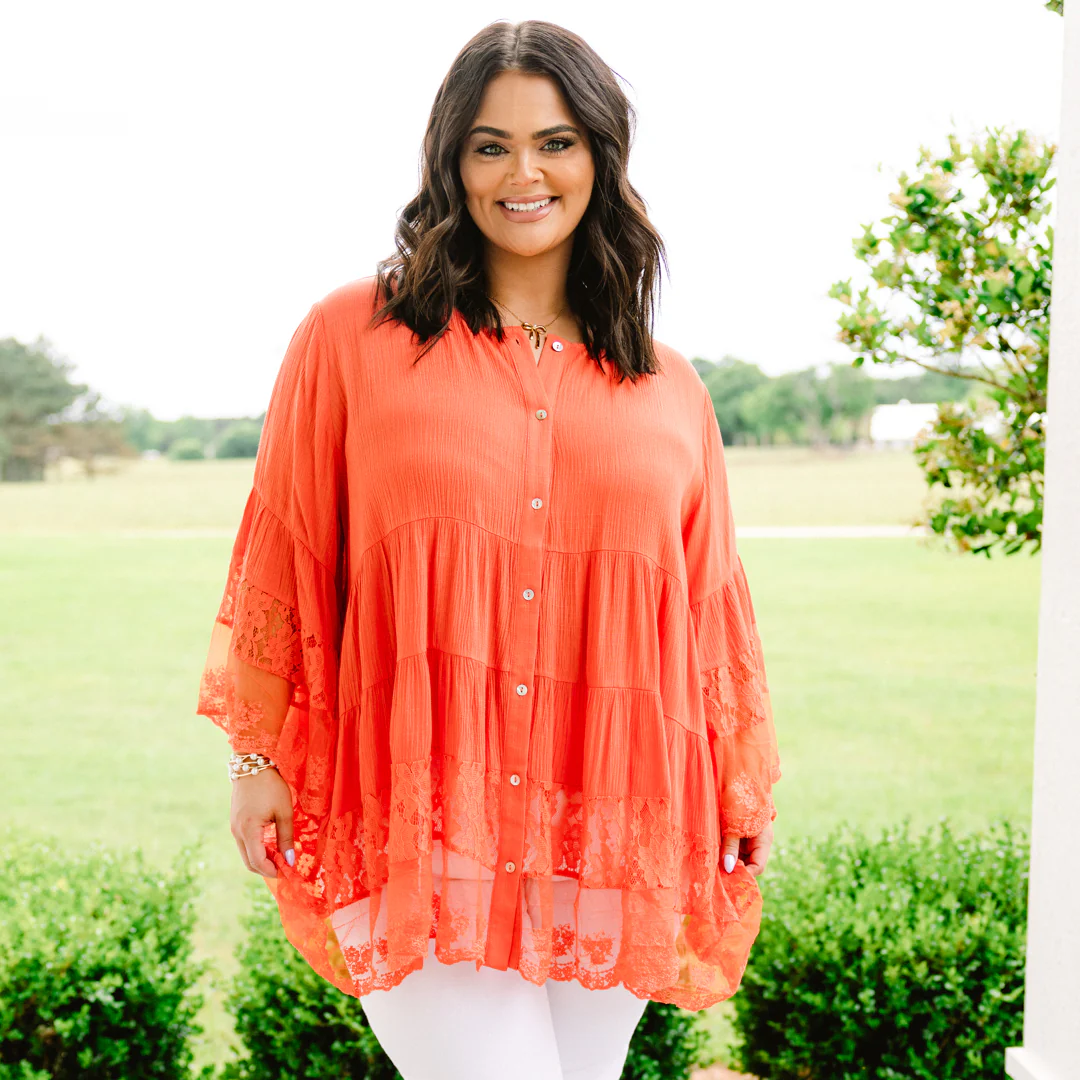 Don't Fail Me Now Blouse, Coral - Giverhouse