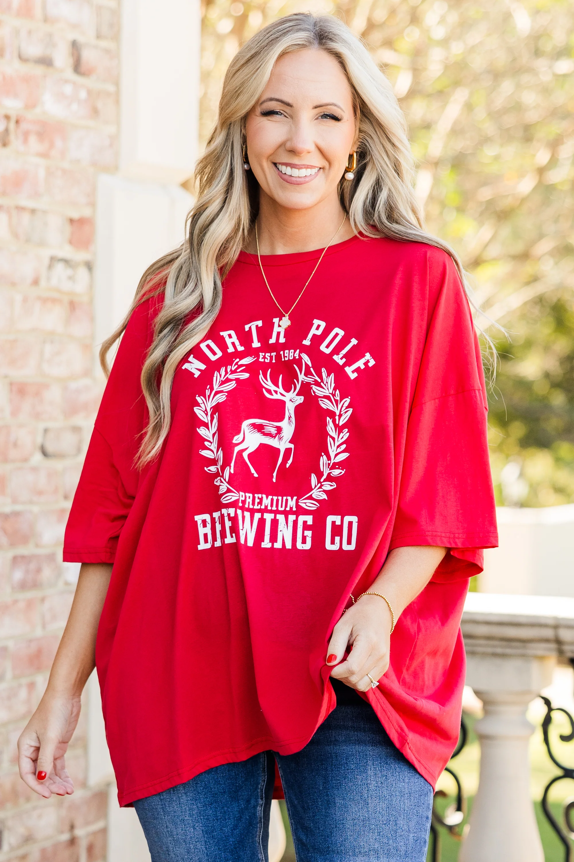 North Pole Brewing Boyfriend Tee, Red - Giverhouse