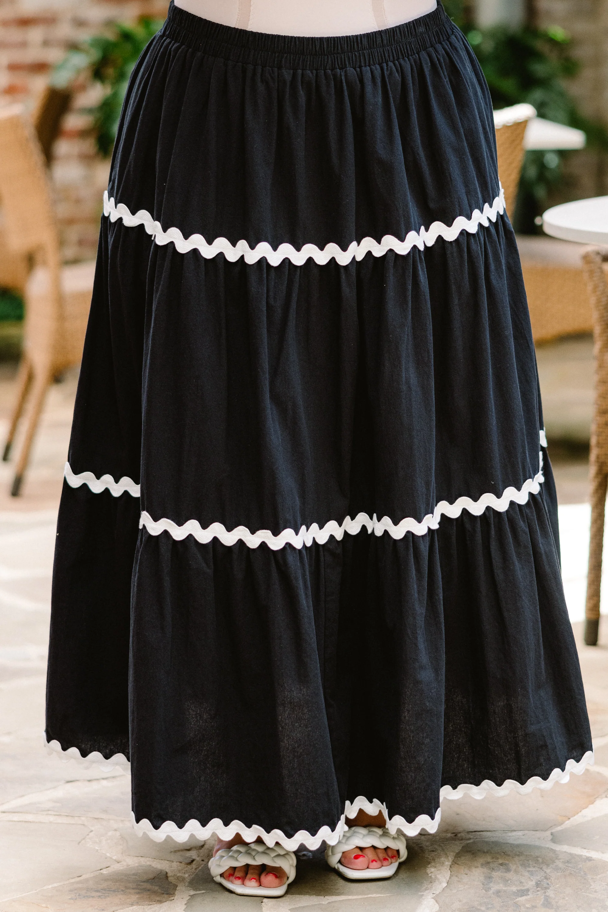 Shared Feelings Maxi Skirt, Black-Ivory - Giverhouse