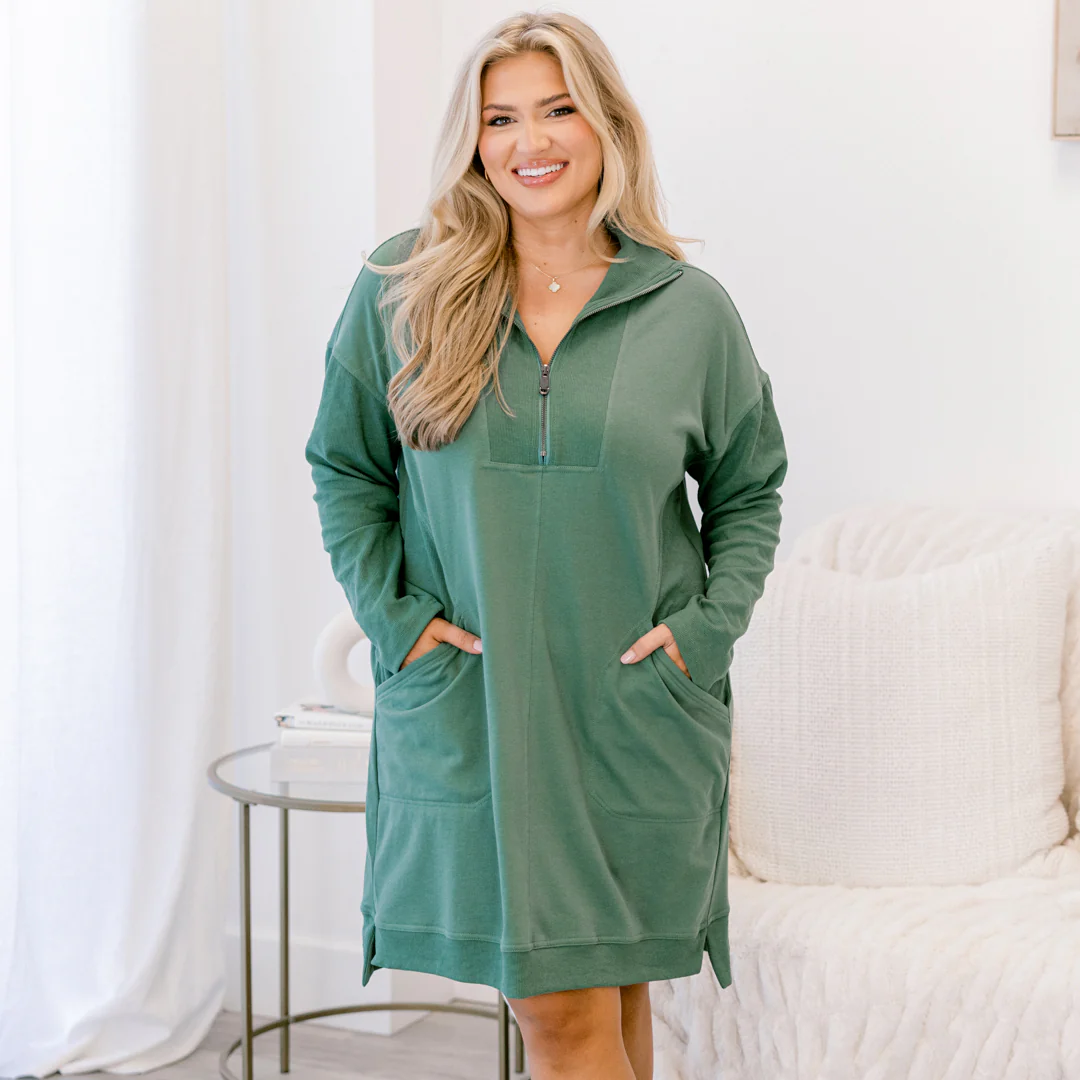 Slow It Down Dress, Dusty Teal - Giverhouse