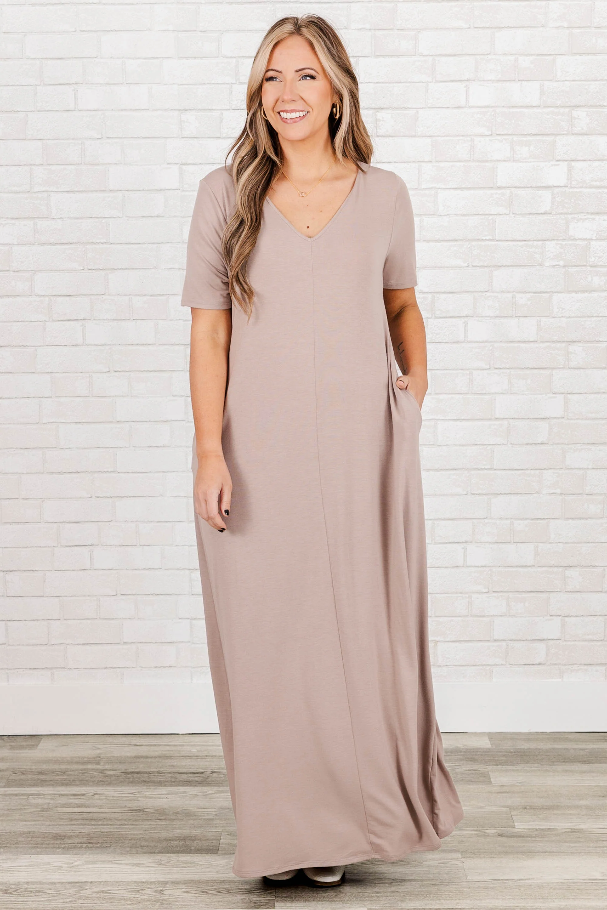 Makin' Waves Maxi Dress, Ash Mocha - Giverhouse