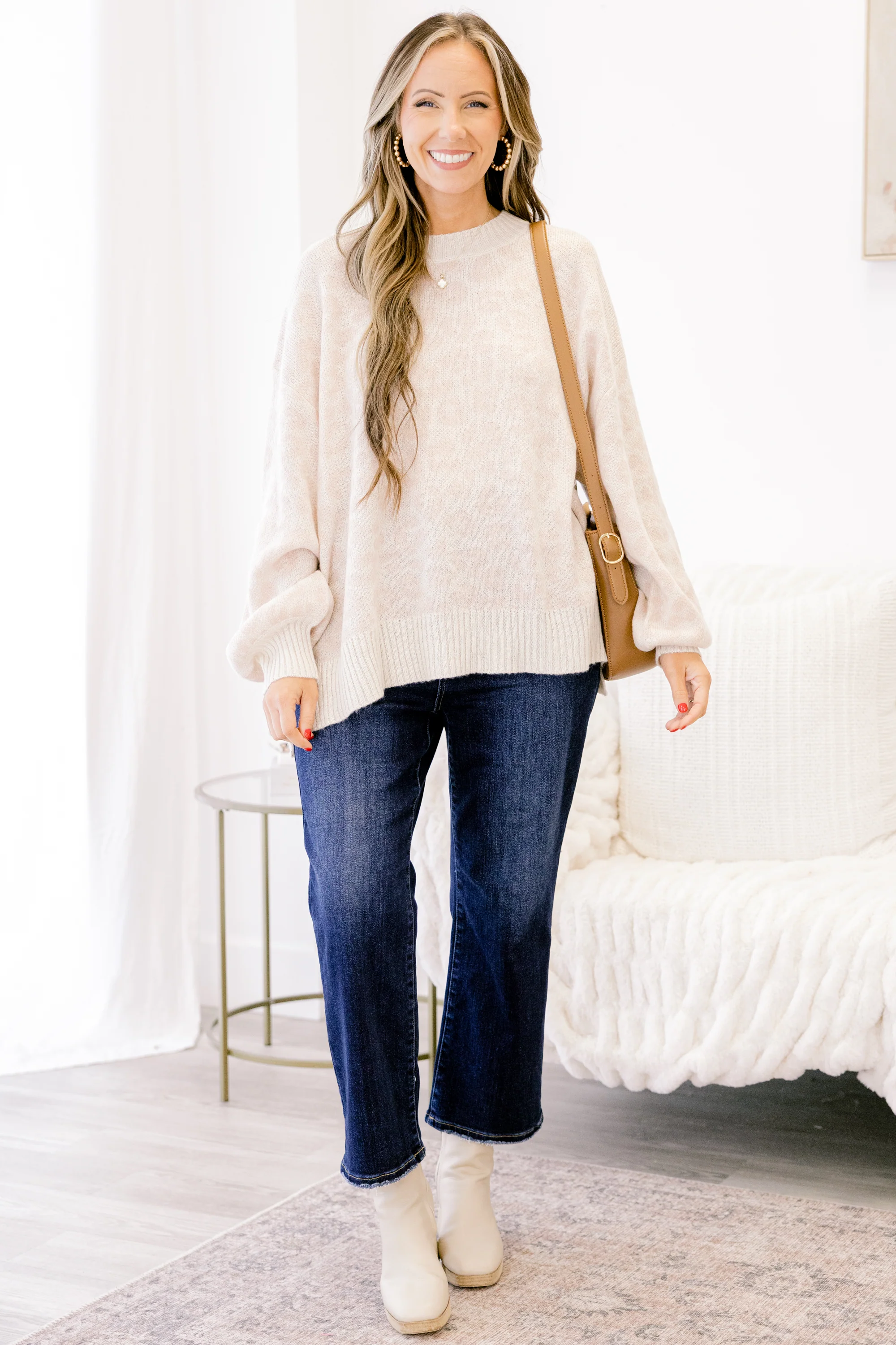 Leopard Love Sweater, Cream Leopard - Giverhouse