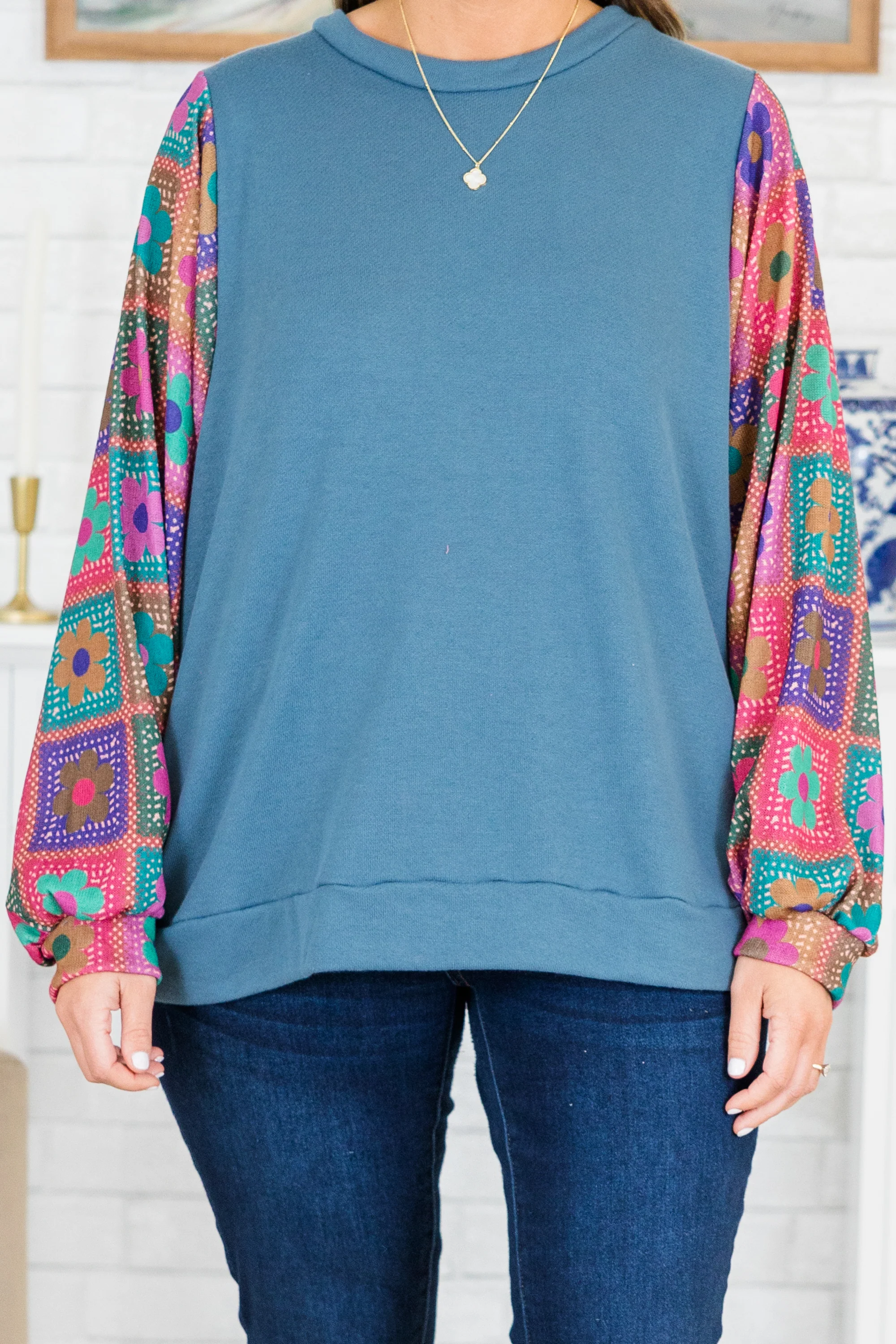 I'll Think About It Top, Slate Blue - Giverhouse