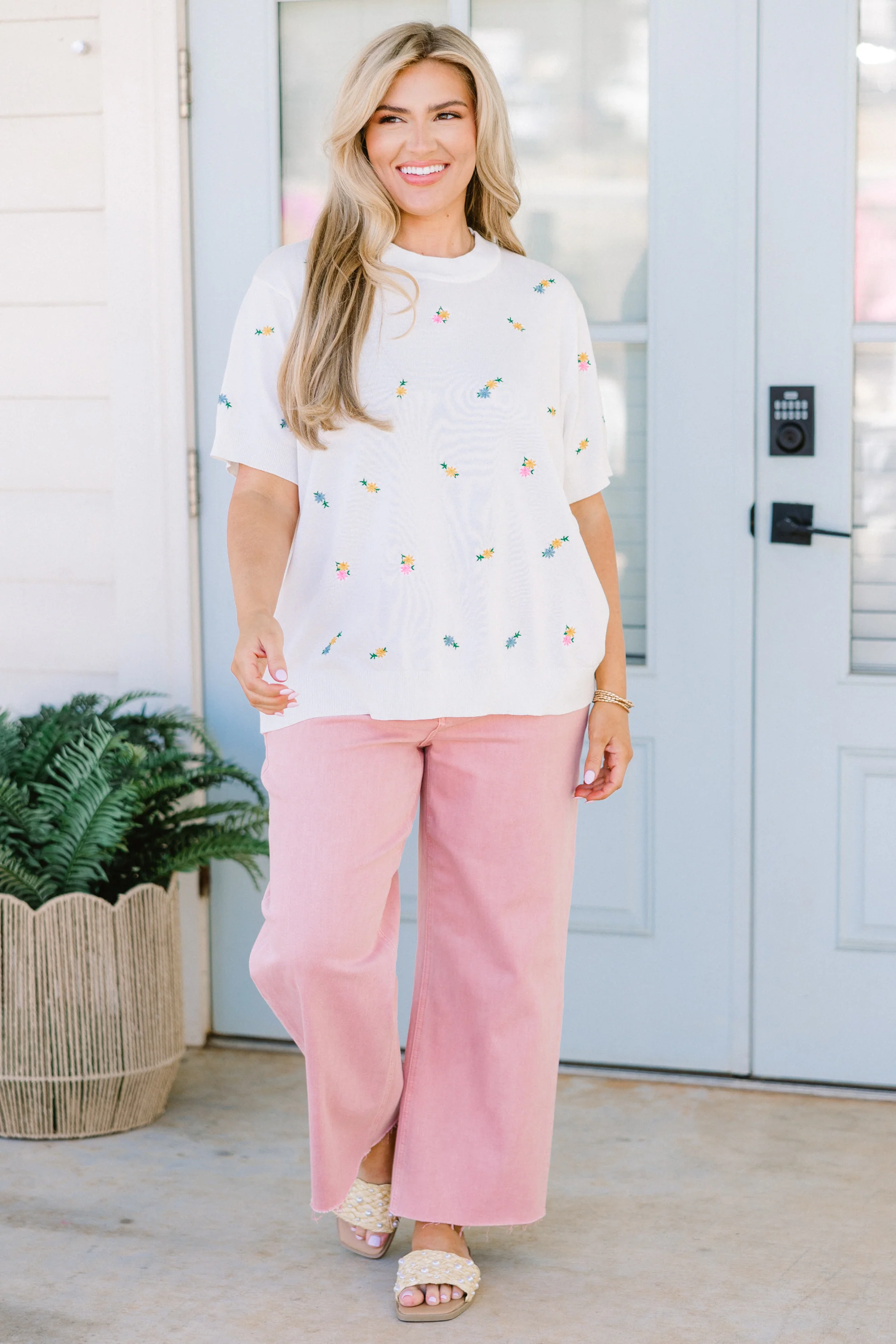 All I Want Is Spring Sweater, White - Giverhouse