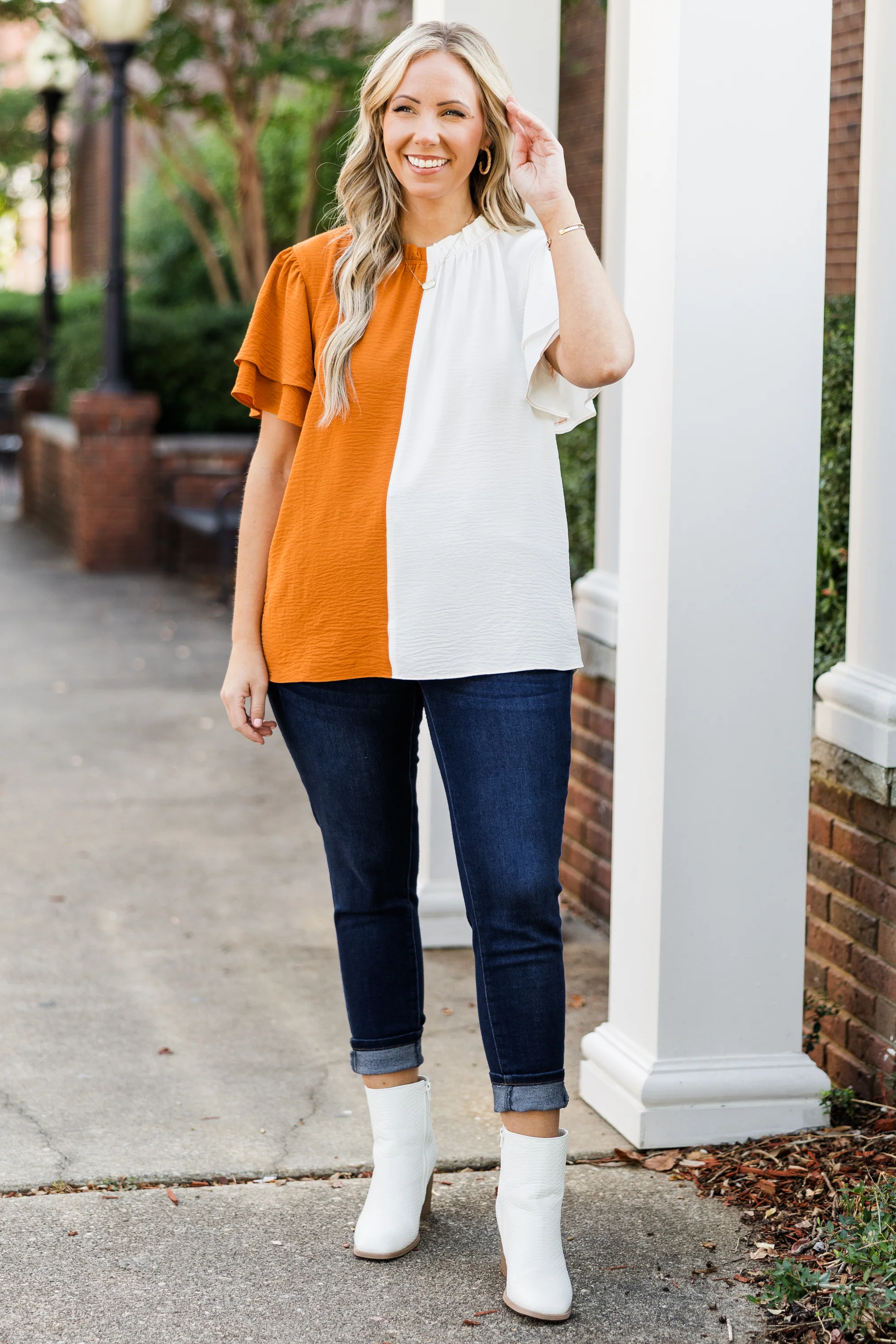 Rivalry Top, Orange-White - Giverhouse