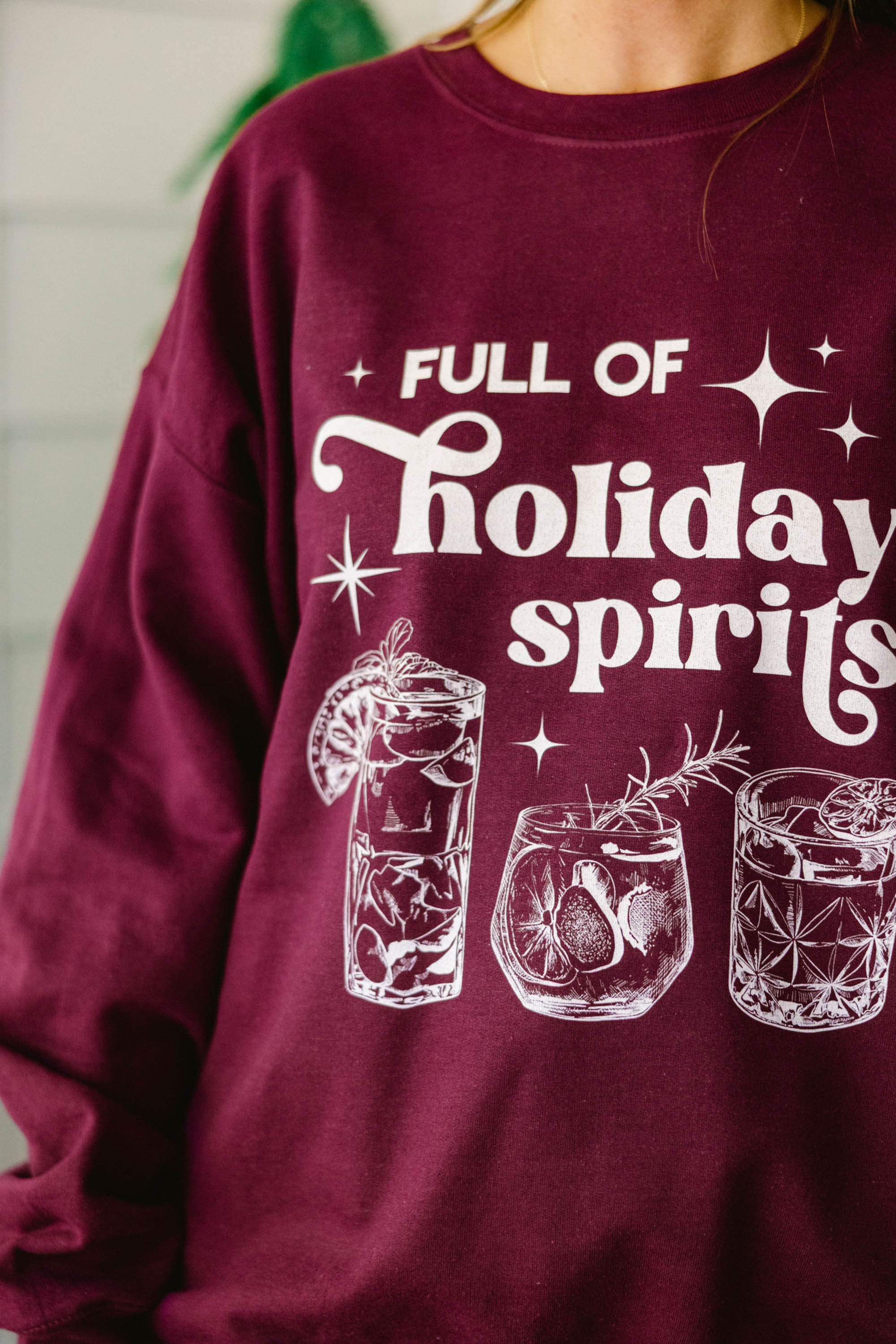 Full of Spirits Sweatshirt, Maroon - Giverhouse