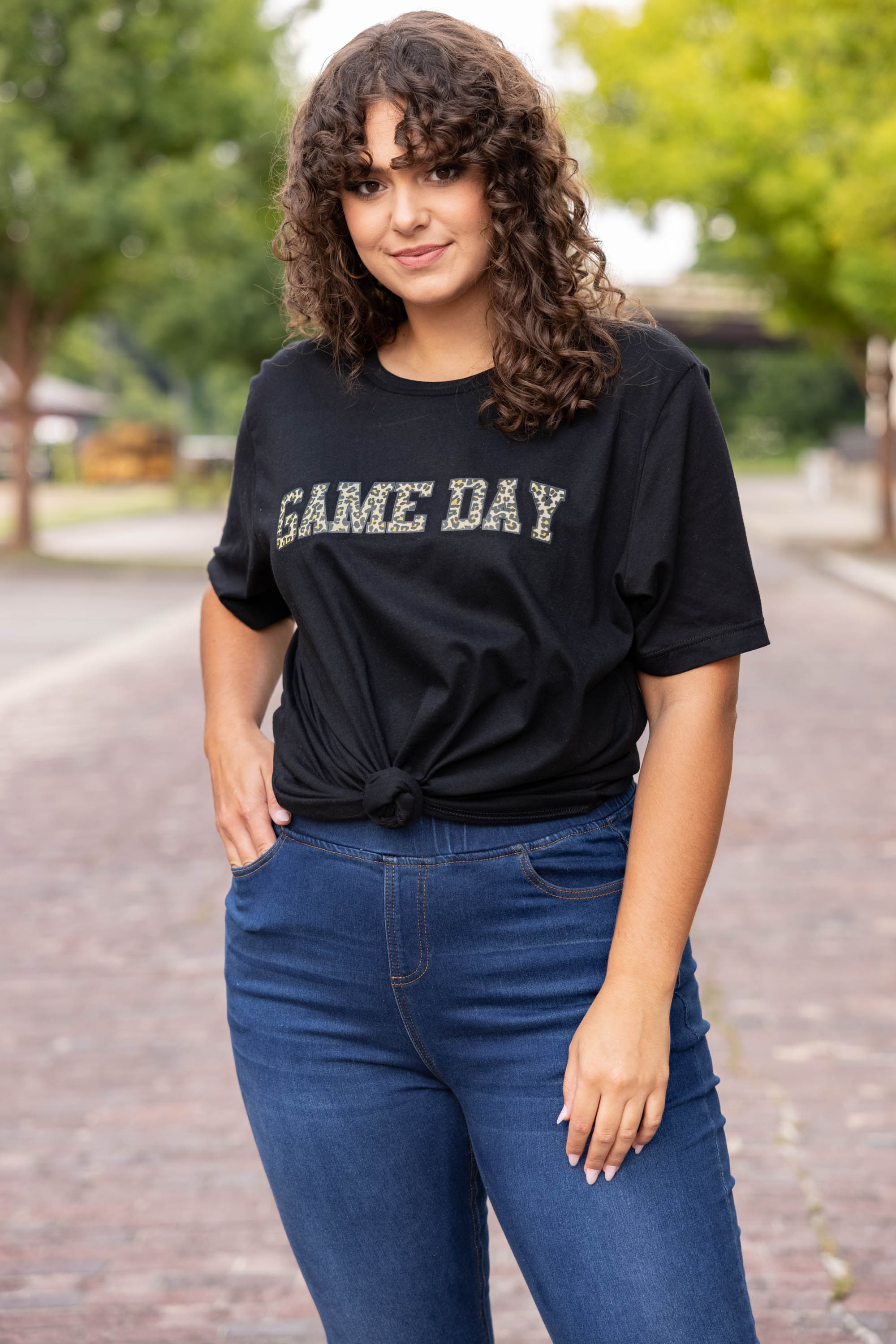 Game Day Leopard Tee, Black - Giverhouse