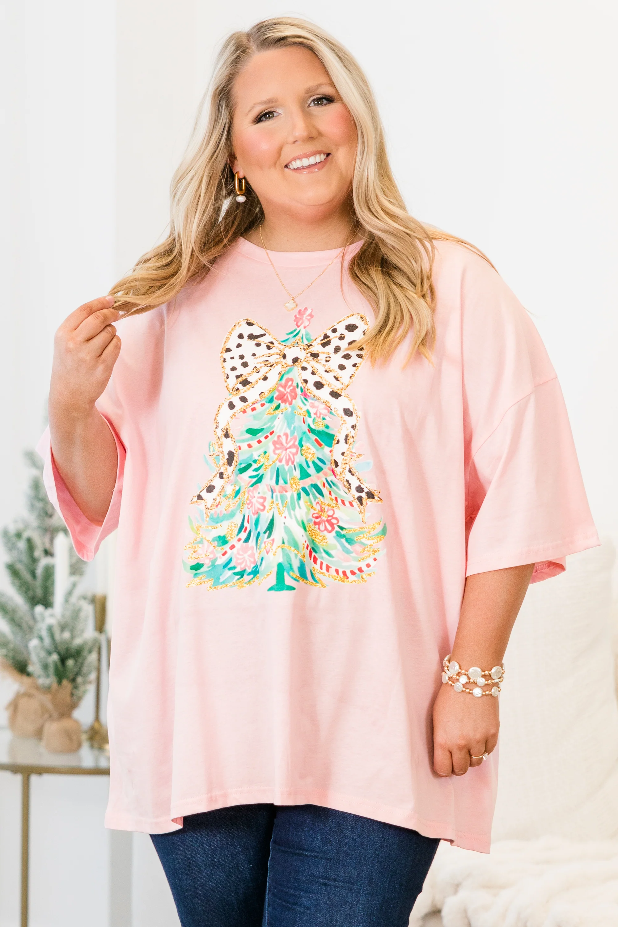 Merry Chic-mas Boyfriend Tee, Dusty Pink - Giverhouse