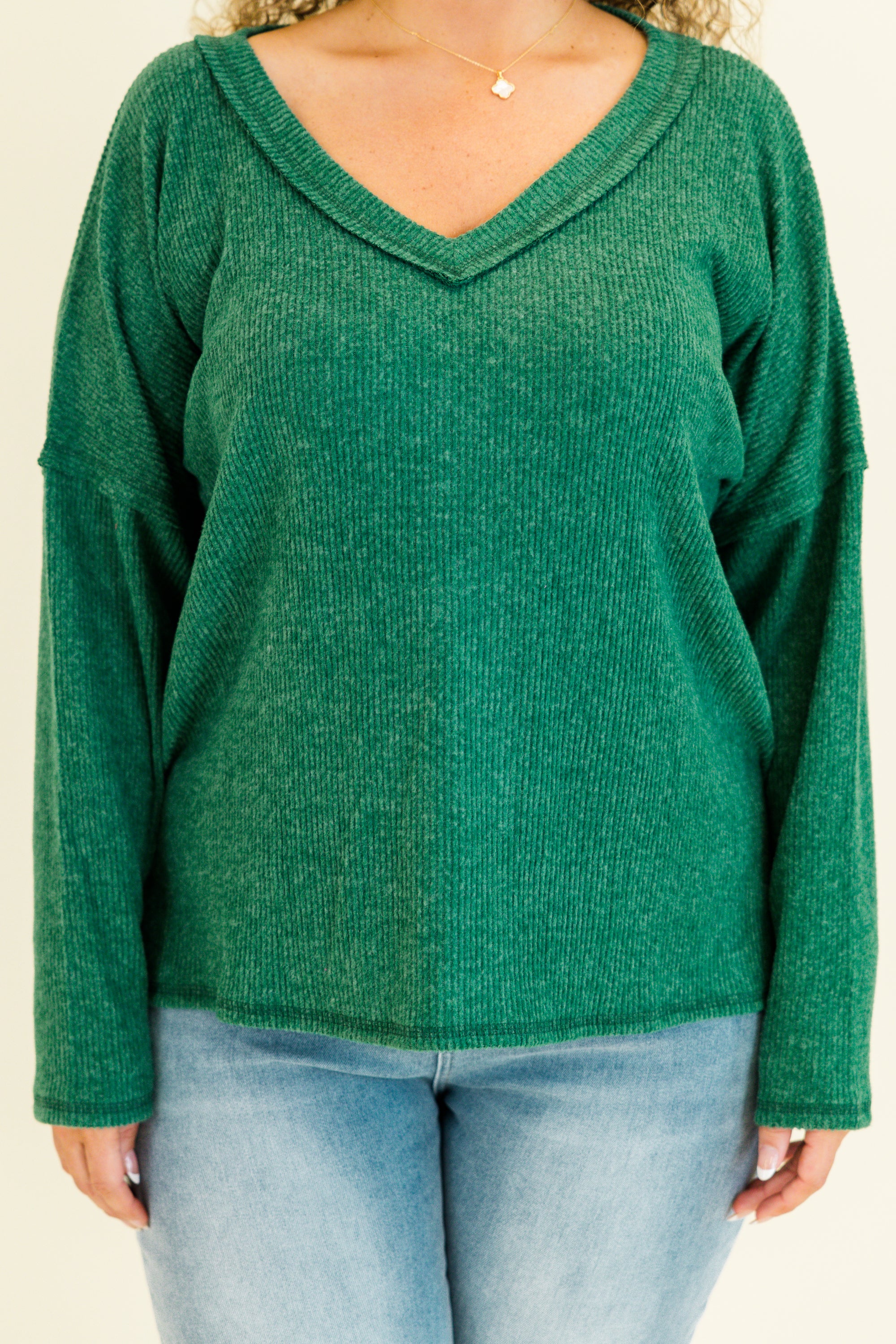 I Will Call You Later Top, Dark Green - Giverhouse