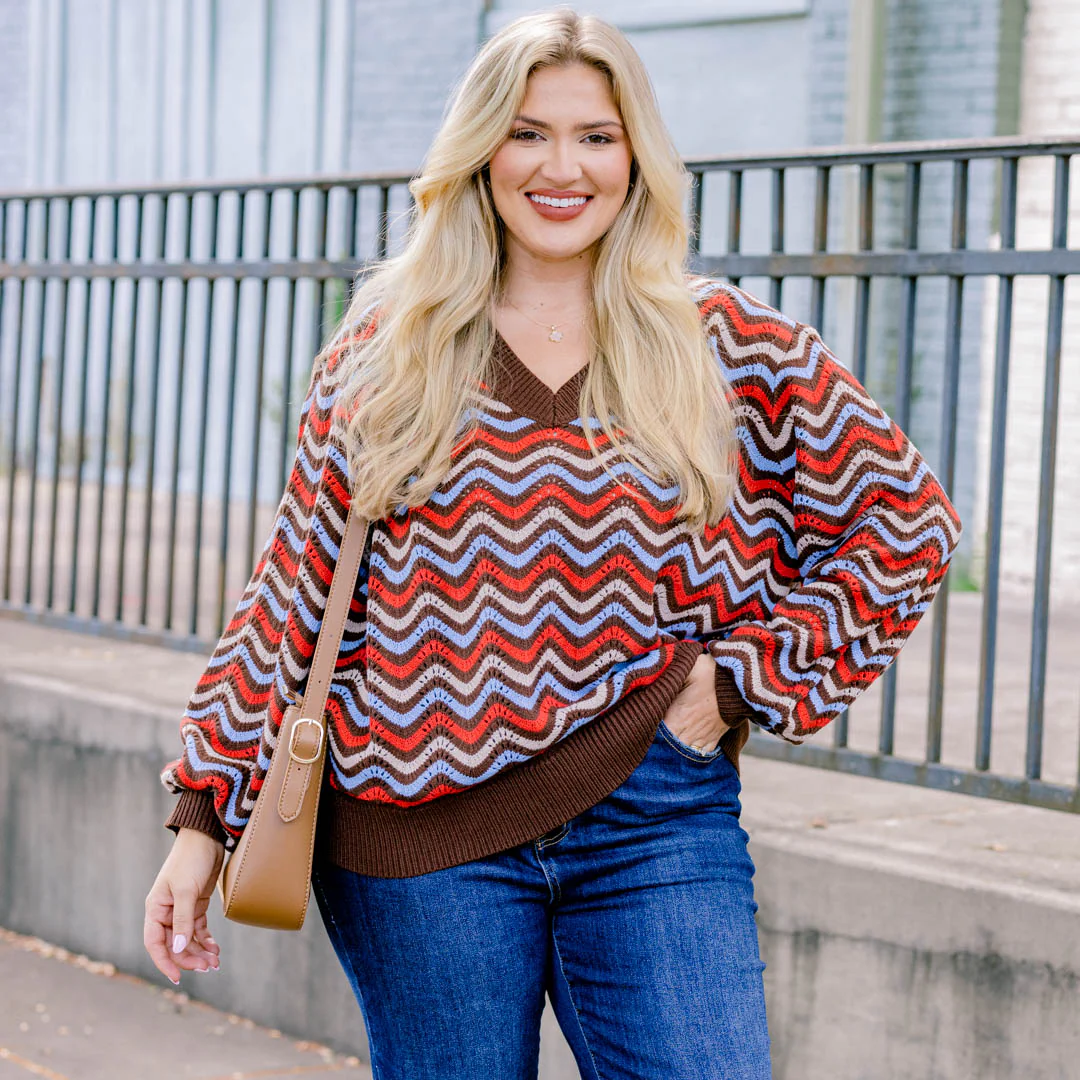 Going To Plan Sweater, Brown Multi - Giverhouse