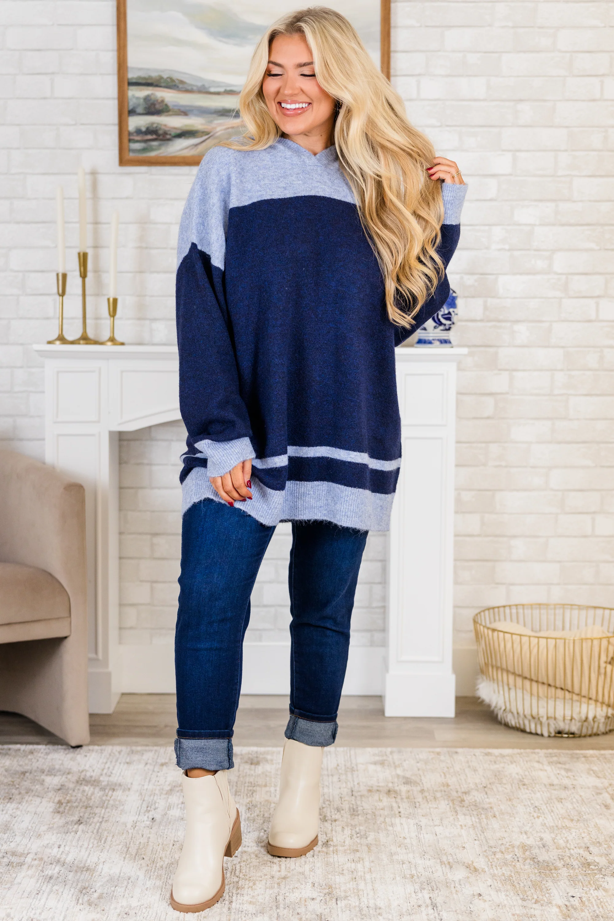 Let Me Talk Sweater, Navy - Giverhouse