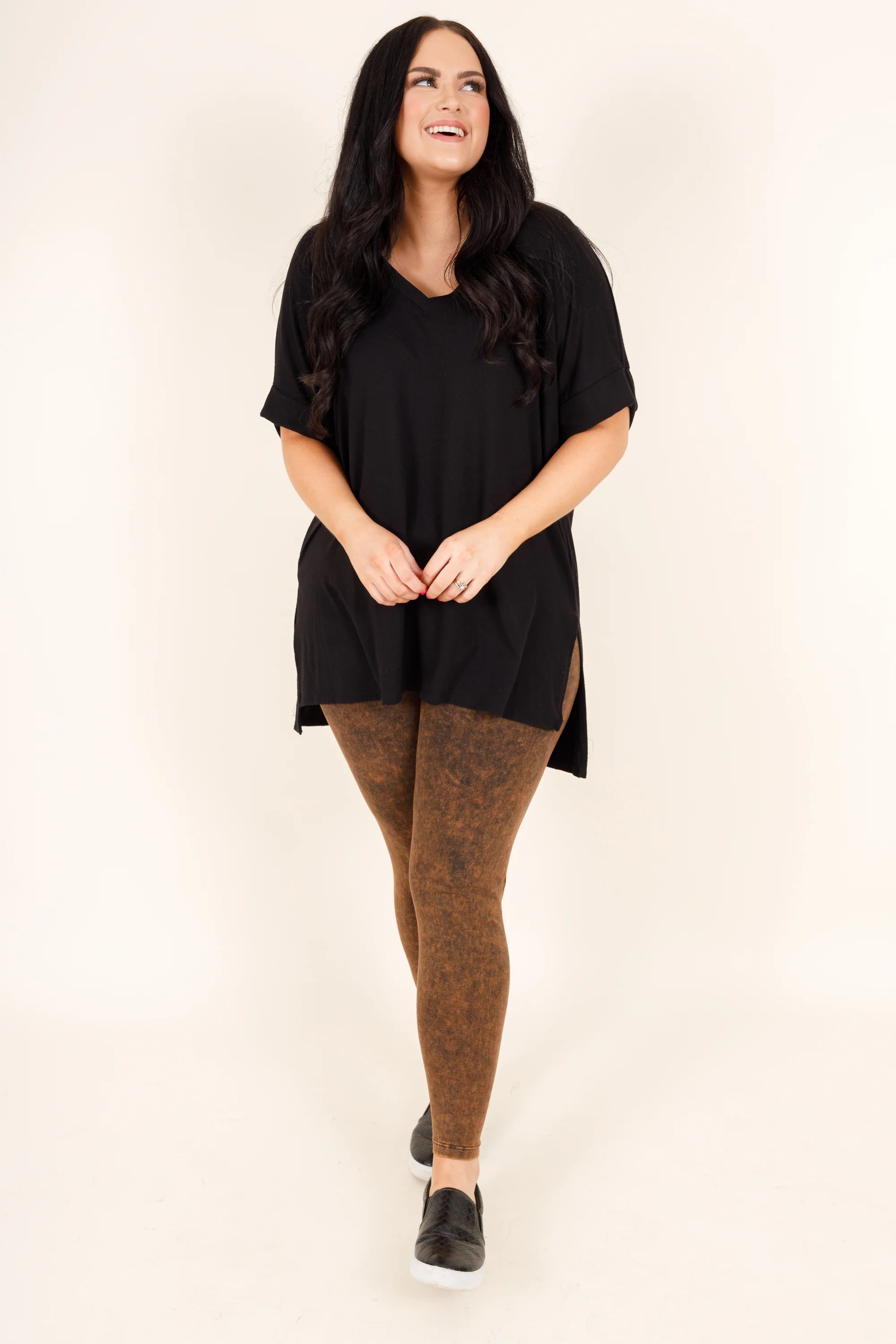 Well Worth It Mineral Wash Leggings, Americano - Giverhouse